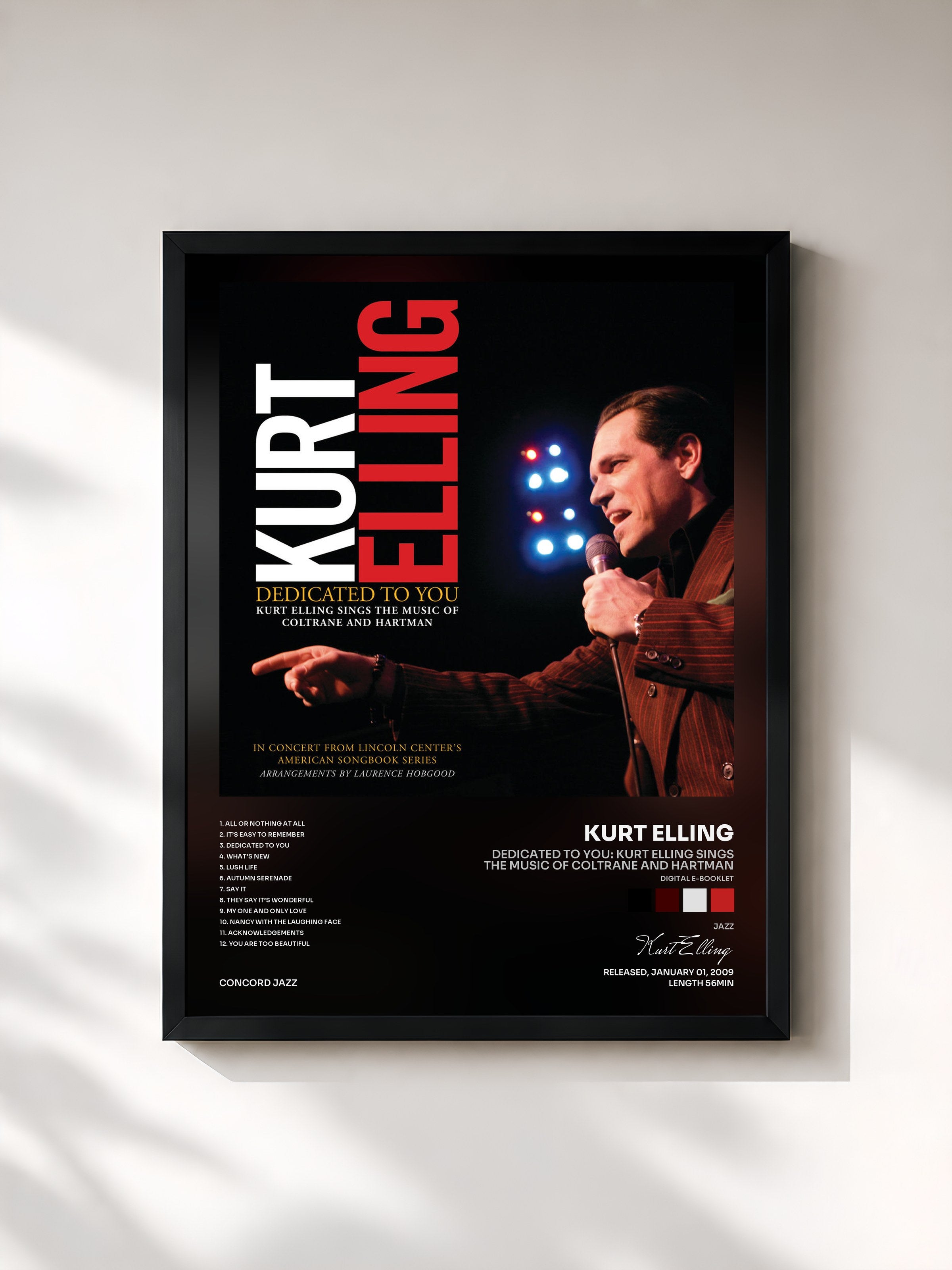 #noir Tableau de l'album Dedicated To You: Kurt Elling Sings the Music of Coltrane and Hartman (Digital e-Booklet) de Kurt Elling, cadre noir, imprimé et encadré en France