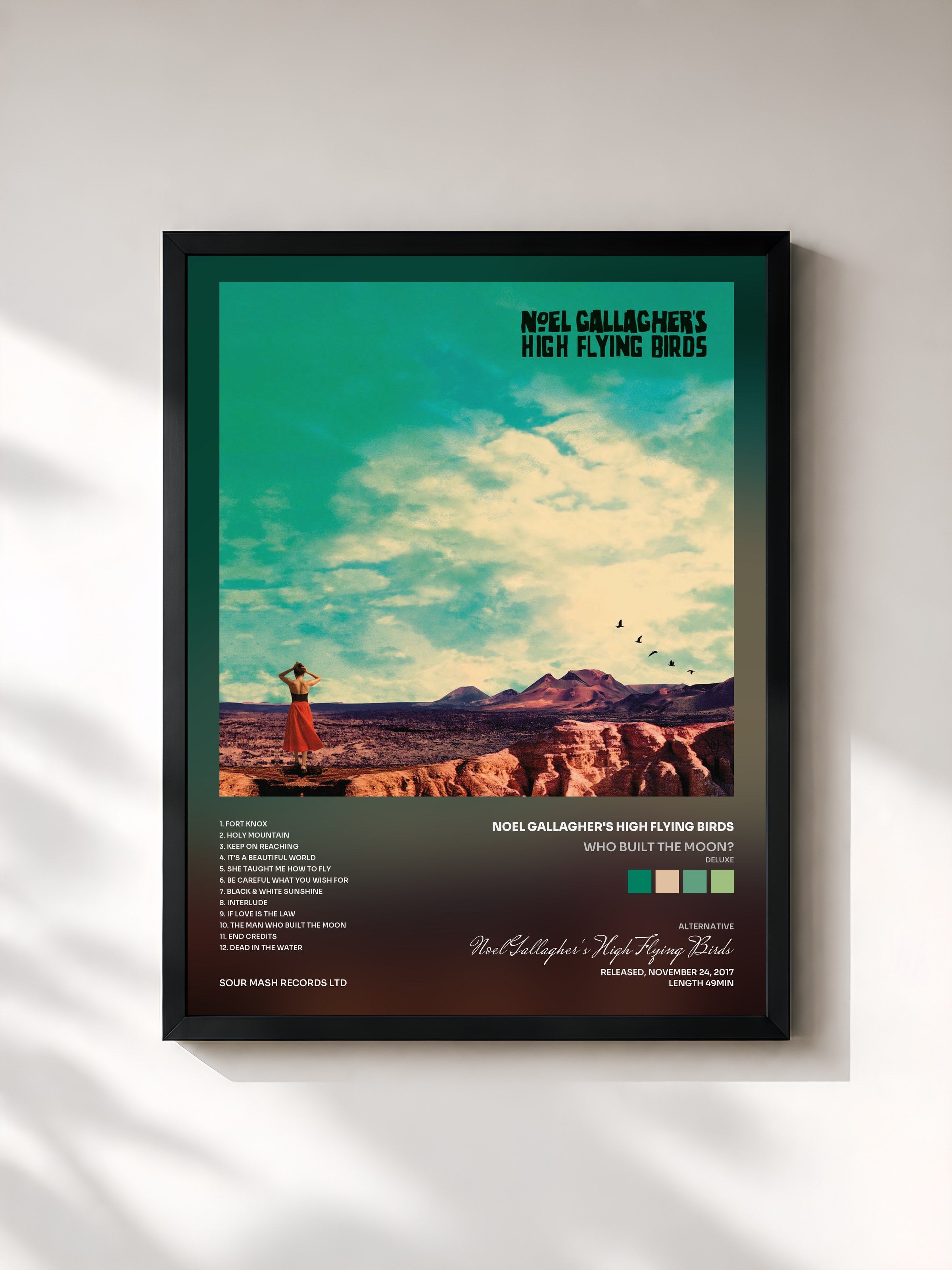 #noir Tableau de l'album Who Built The Moon? (Deluxe) de Noel Gallagher's High Flying Birds, cadre noir, imprimé et encadré en France