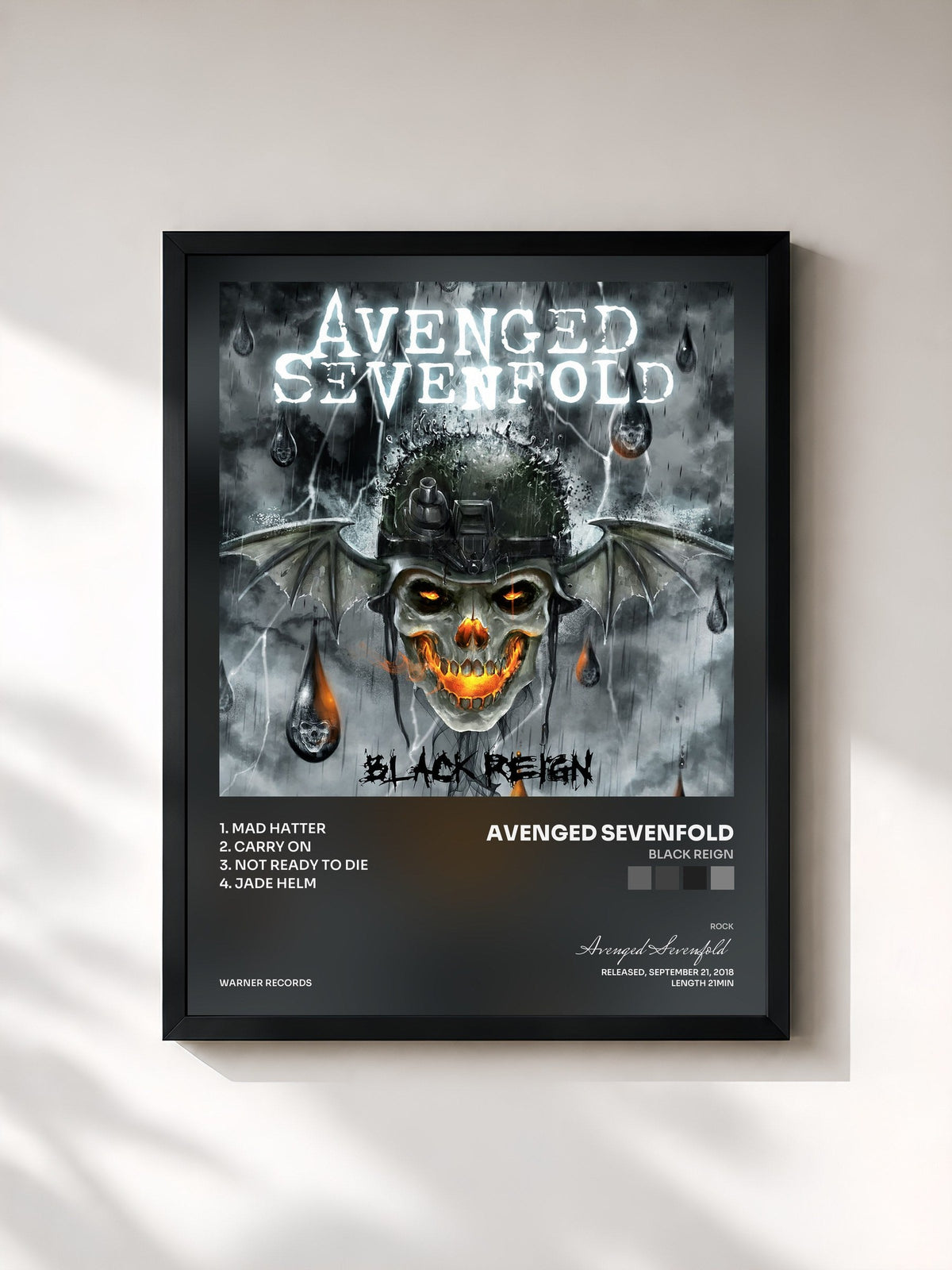 #noir Black Reign by Avenged Sevenfold as a framed art print, black frame, printed and framed in France