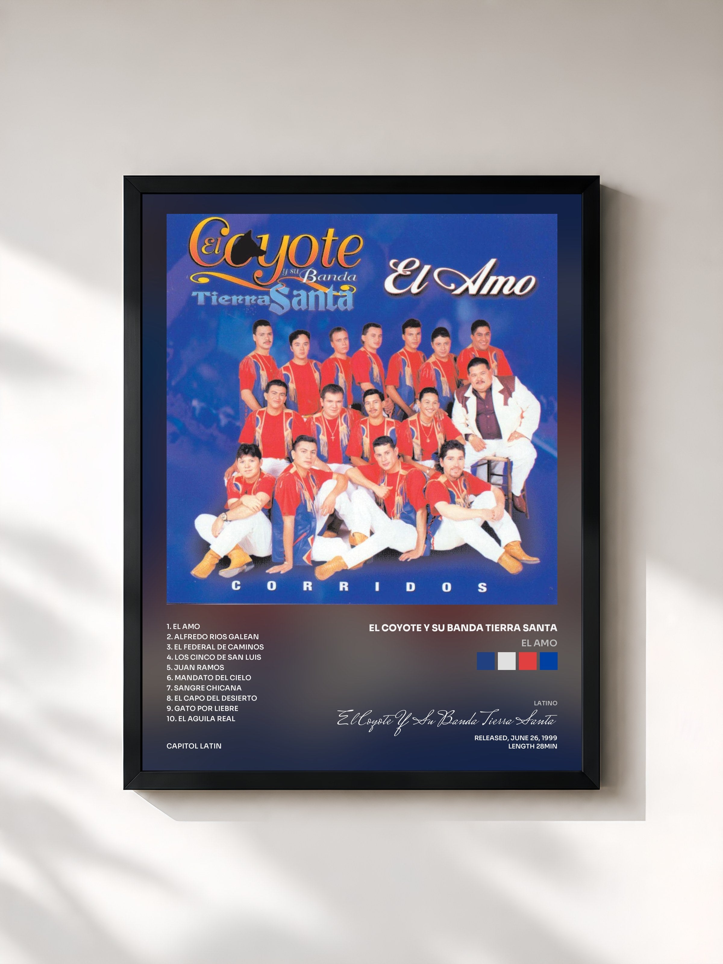 #noir Tableau de l'album El Amo de El Coyote Y Su Banda Tierra Santa, cadre noir, imprimé et encadré en France