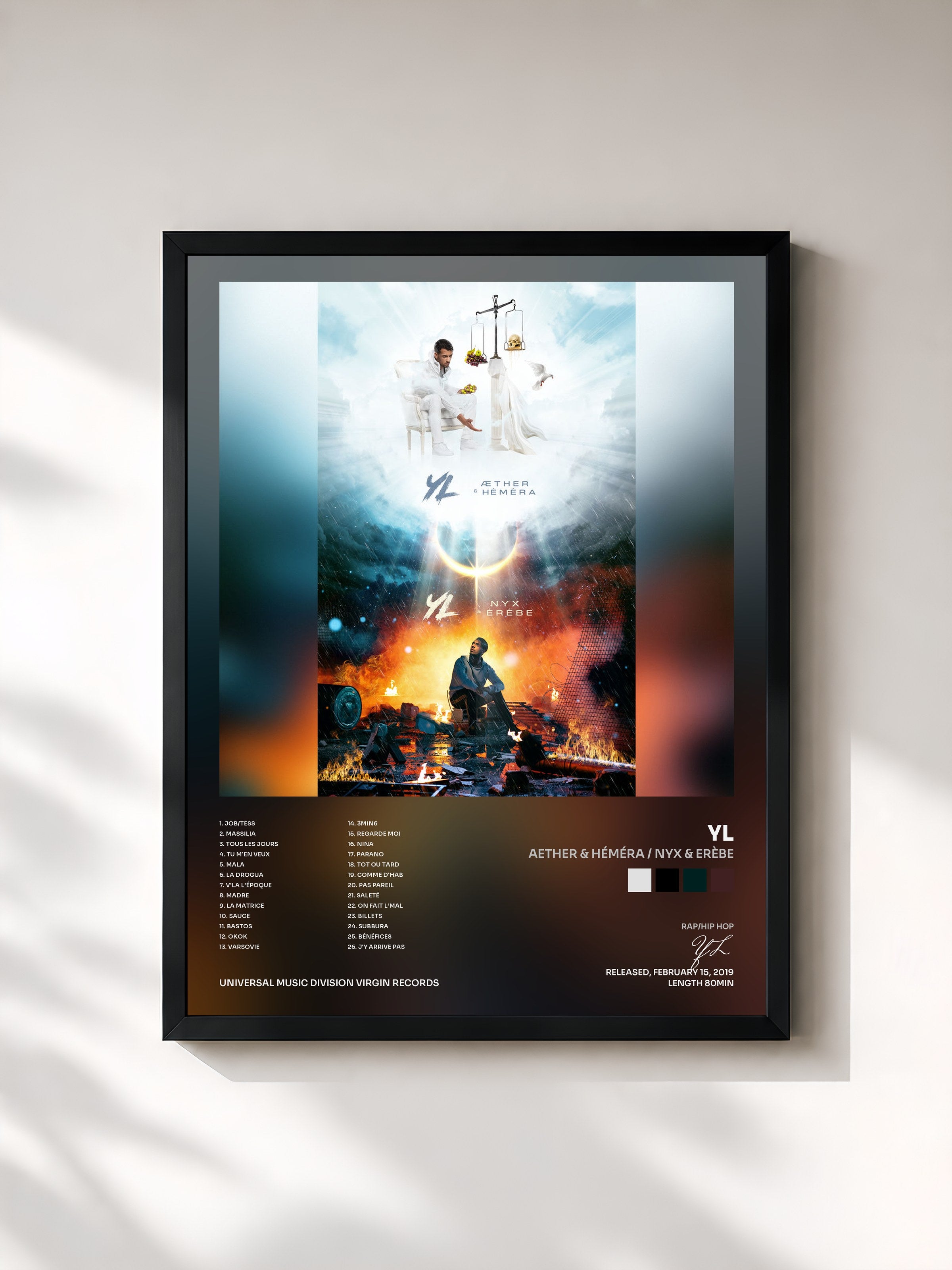 #noir Tableau de l'album Aether & Héméra / Nyx & Erèbe de YL, cadre noir, imprimé et encadré en France