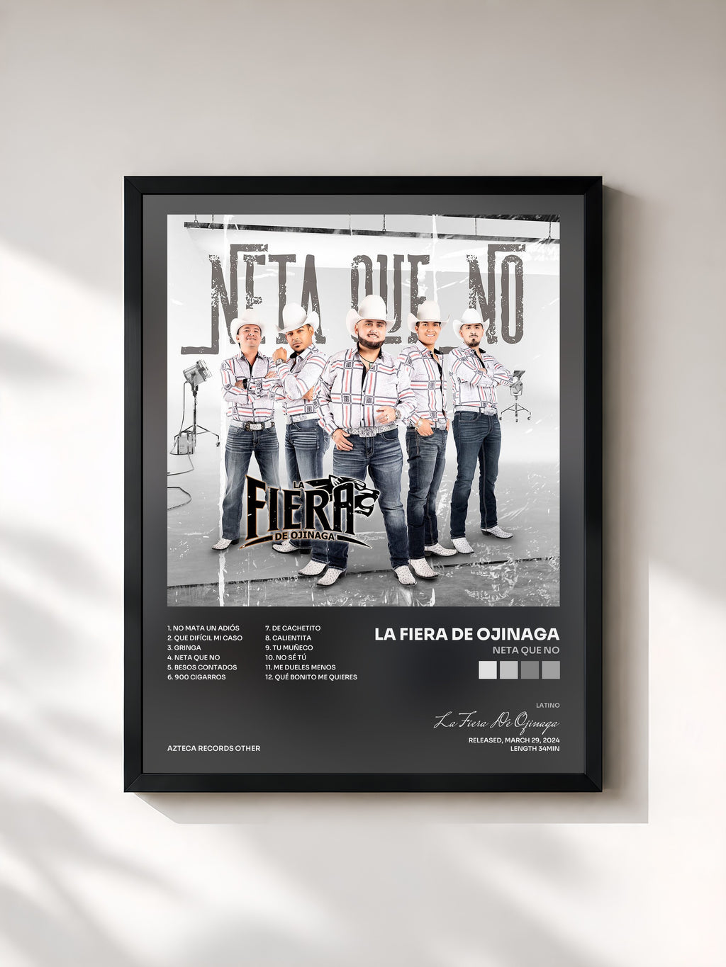 #noir Tableau de l'album Neta Que No de La Fiera De Ojinaga, cadre noir, imprimé et encadré en France