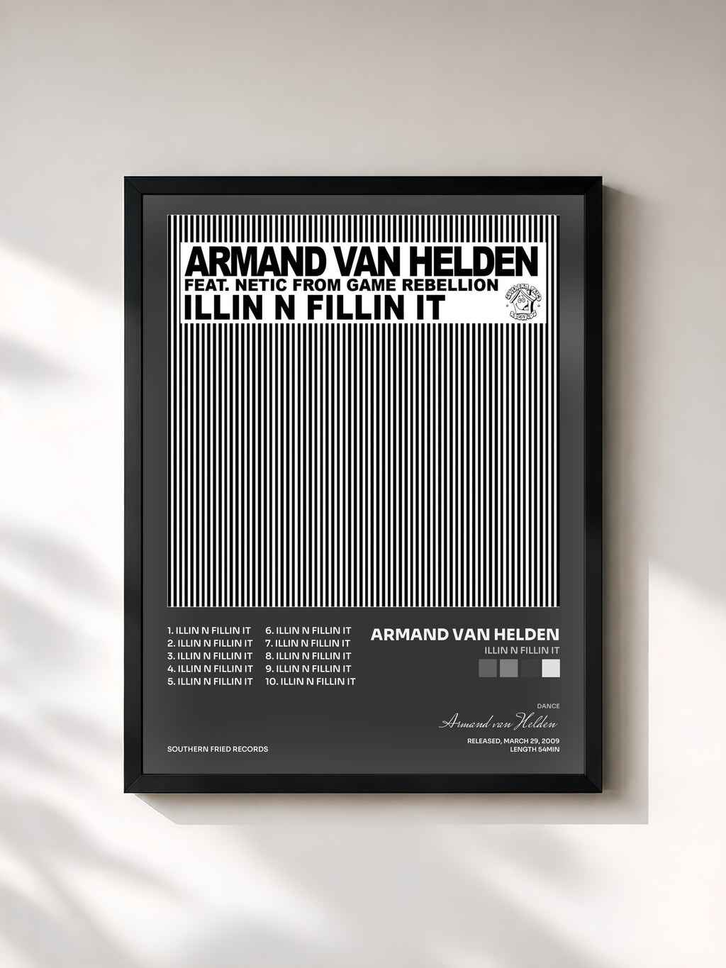 #noir Tableau de l'album Illin N Fillin It de Armand van Helden, cadre noir, imprimé et encadré en France