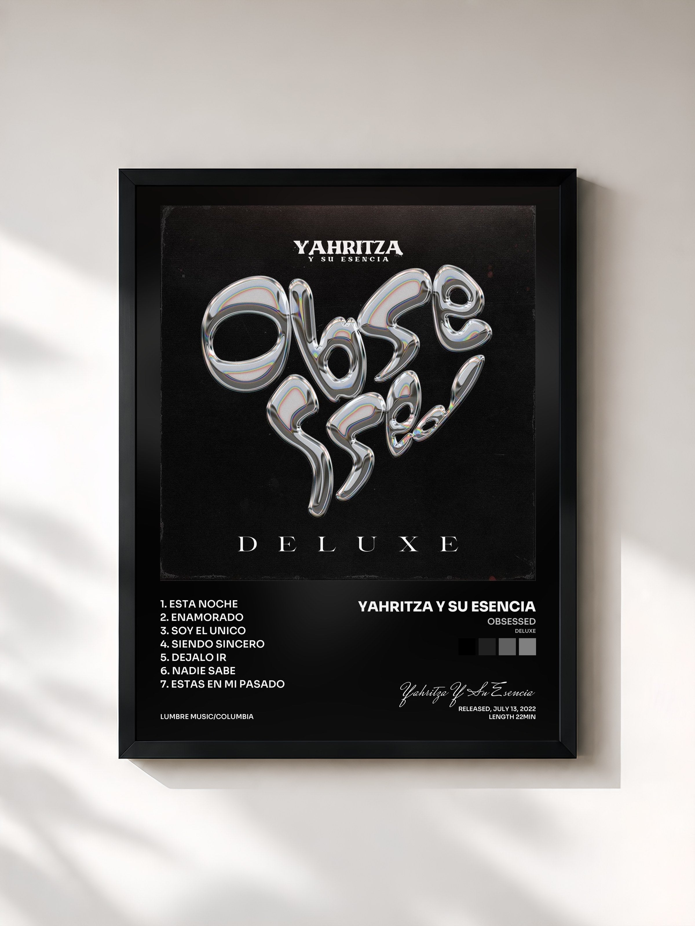 #noir Tableau de l'album Obsessed (Deluxe) de Yahritza Y Su Esencia, cadre noir, imprimé et encadré en France