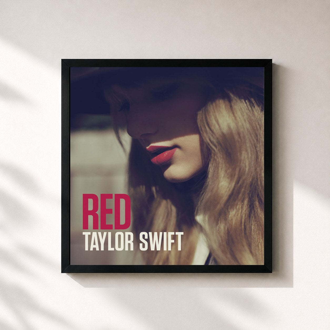 #noir Red by Taylor Swift as a square framed art print, black 32x32 cm frame
