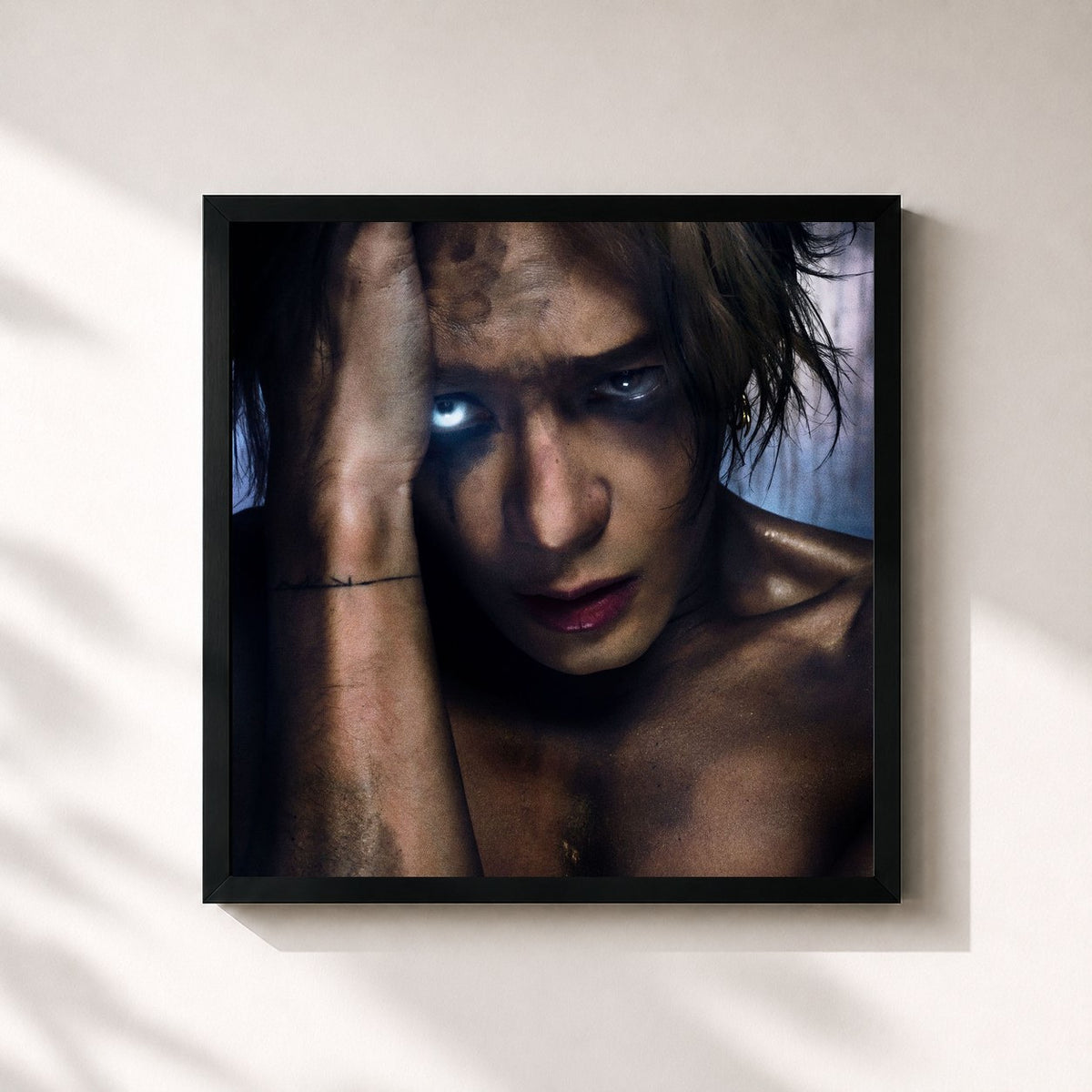 #noir Tableau carré de l'album MAGICMAN 2 de Jackson Wang, cadre noir 32x32 cm