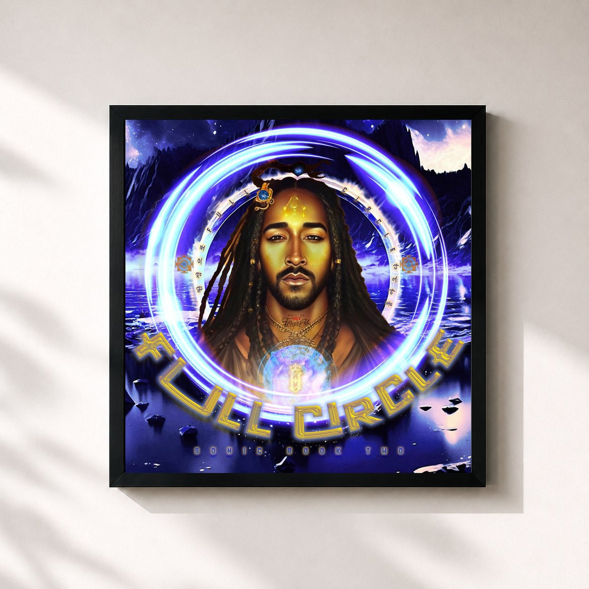 #noir Tableau carré de l'album Full Circle: Sonic Book Two de Omarion, cadre noir 32x32 cm