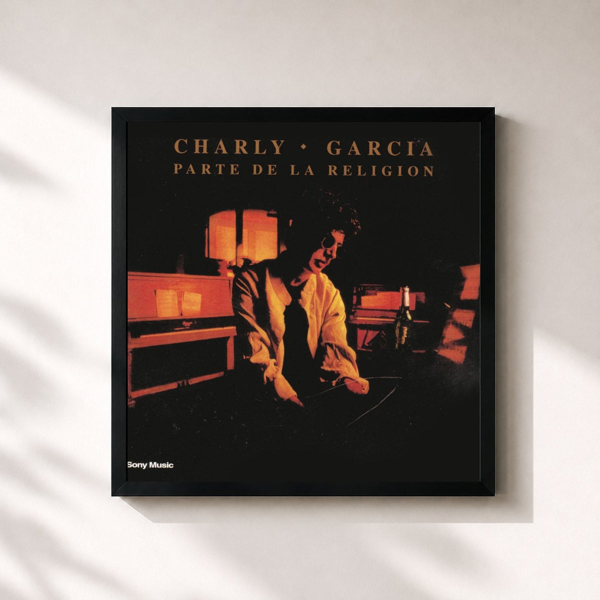 #noir Tableau carré de l'album Parte De La Religion de Charly García, cadre noir 32x32 cm
