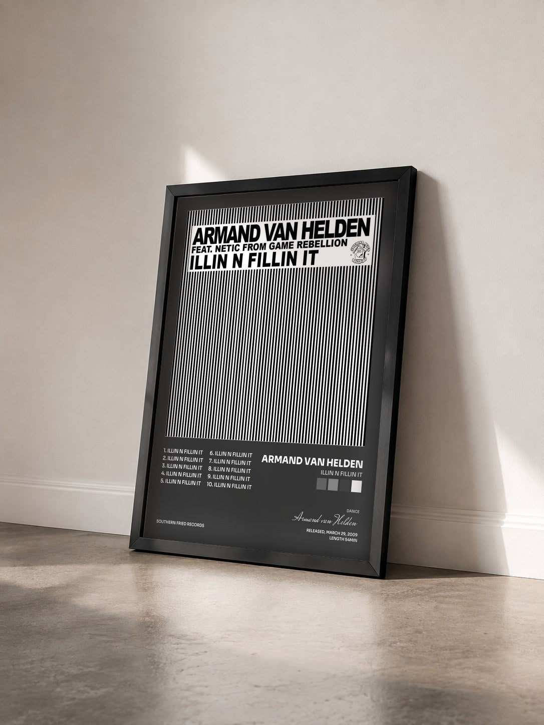 #noir Tableau de l'album Illin N Fillin It de Armand van Helden vu de trois quarts, cadre noir