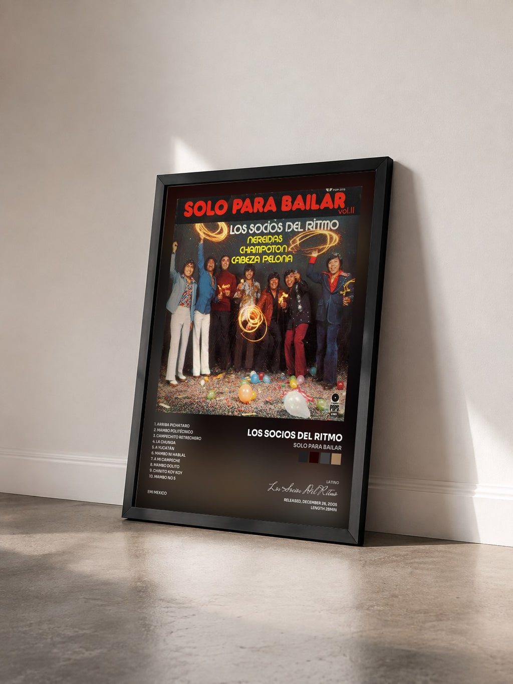 #noir Tableau de l'album Solo Para Bailar de Los Socios Del Ritmo vu de trois quarts, cadre noir