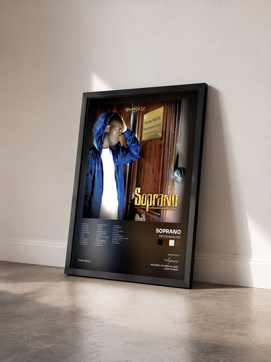 #noir Psychanalyse by Soprano as a framed art print seen at an angle, black frame