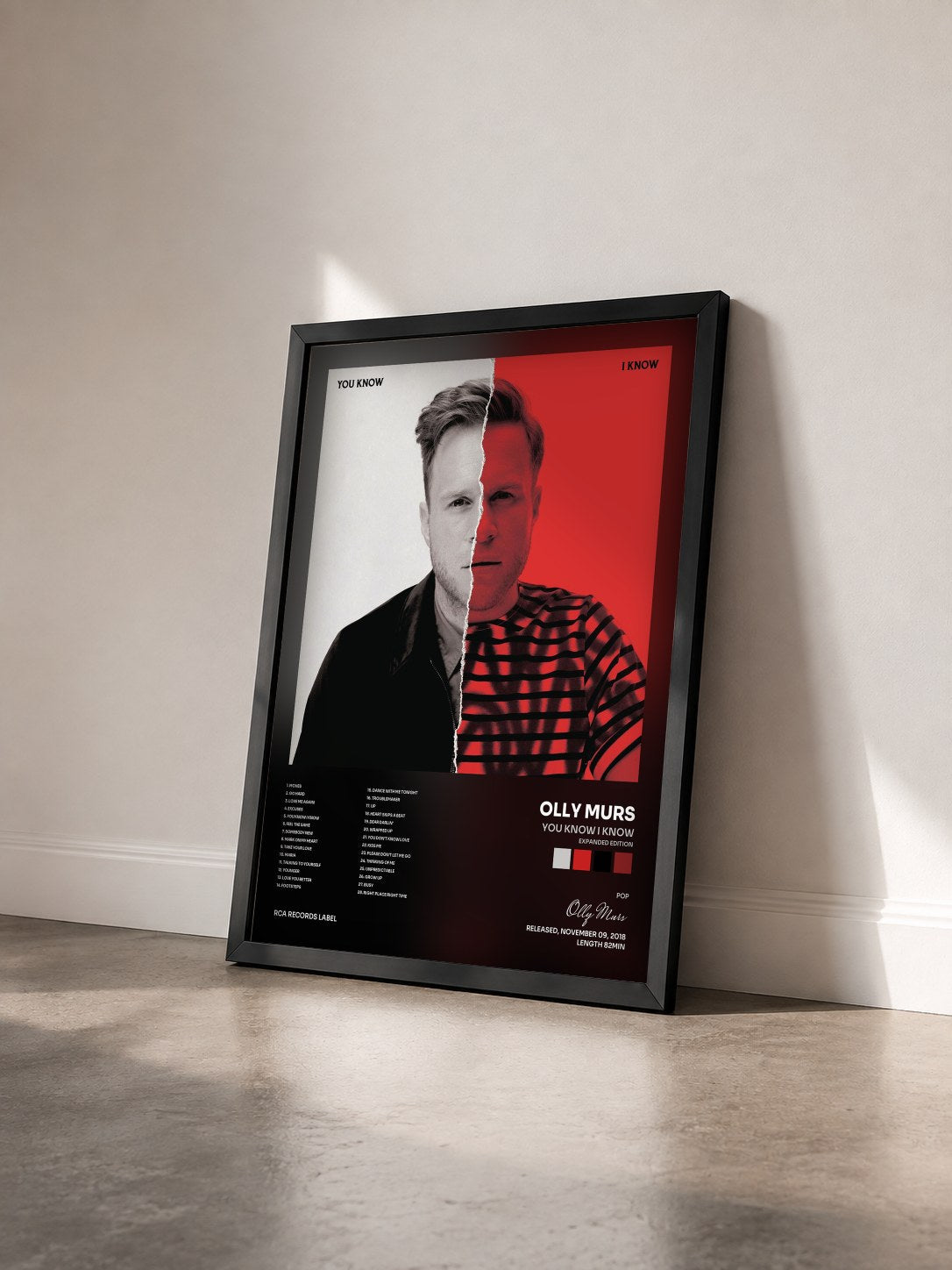 #noir Tableau de l'album You Know I Know (Expanded Edition) de Olly Murs vu de trois quarts, cadre noir