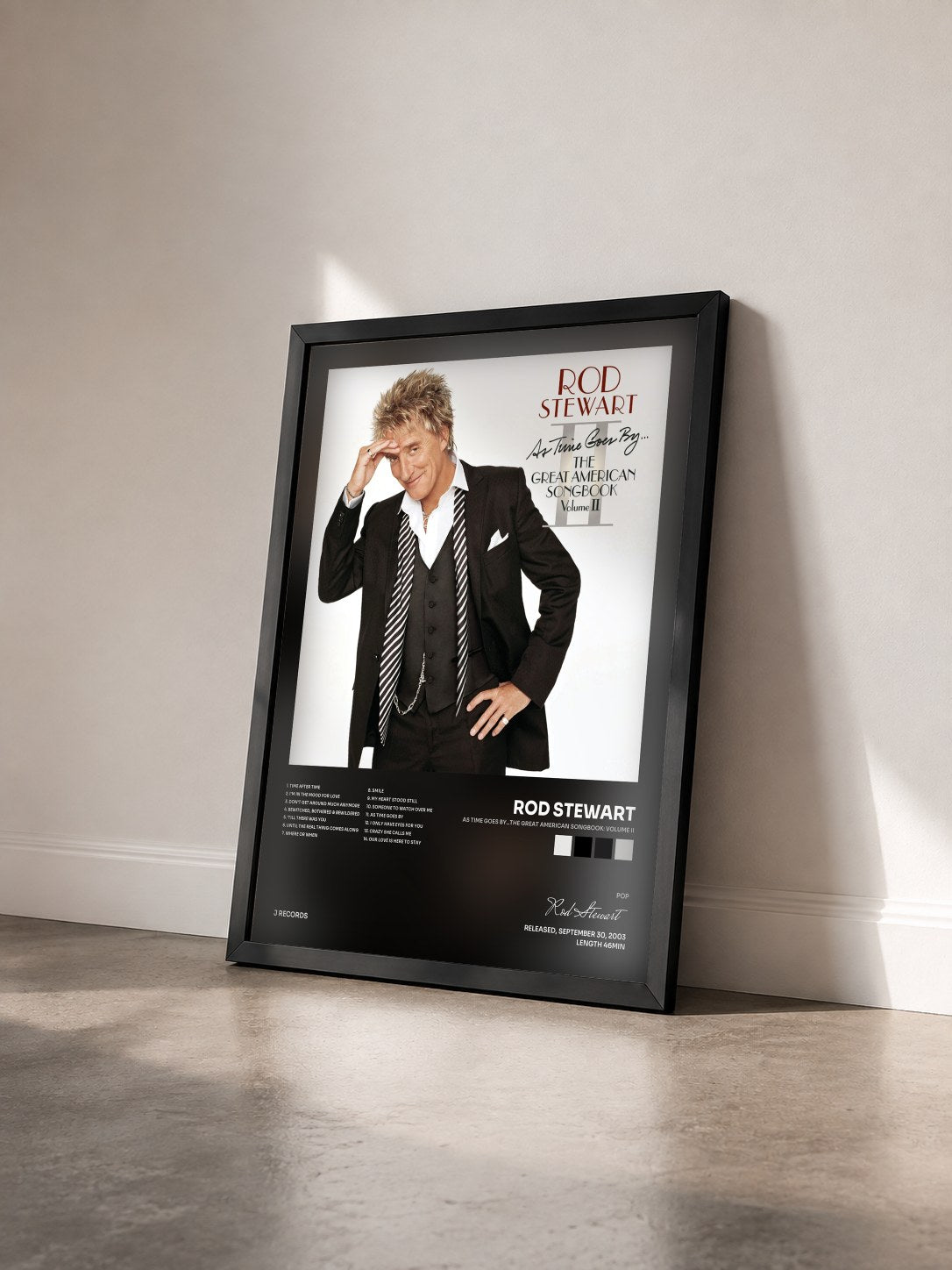 #noir As Time Goes By...The Great American Songbook: Volume II de Rod Stewart en lámina enmarcada vista de tres cuartos, marco negro