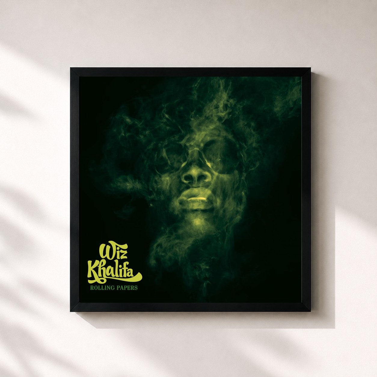 #noir Rolling Papers de Wiz Khalifa en lámina cuadrada enmarcada, marco negro de 32x32 cm