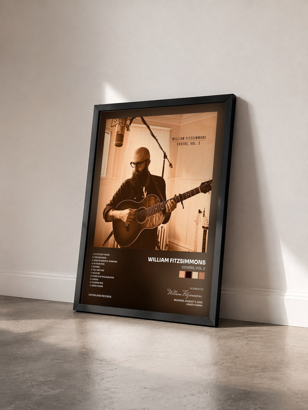 #noir Tableau de l'album Covers, Vol. 2 de William Fitzsimmons vu de trois quarts, cadre noir