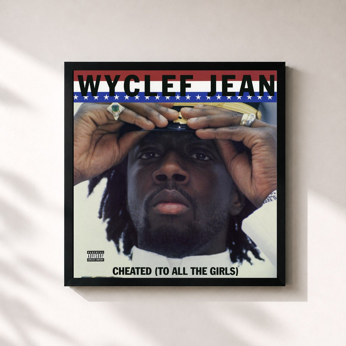#noir Tableau carré de l'album Cheated (To All the Girls) - EP de Wyclef Jean, cadre noir 32x32 cm