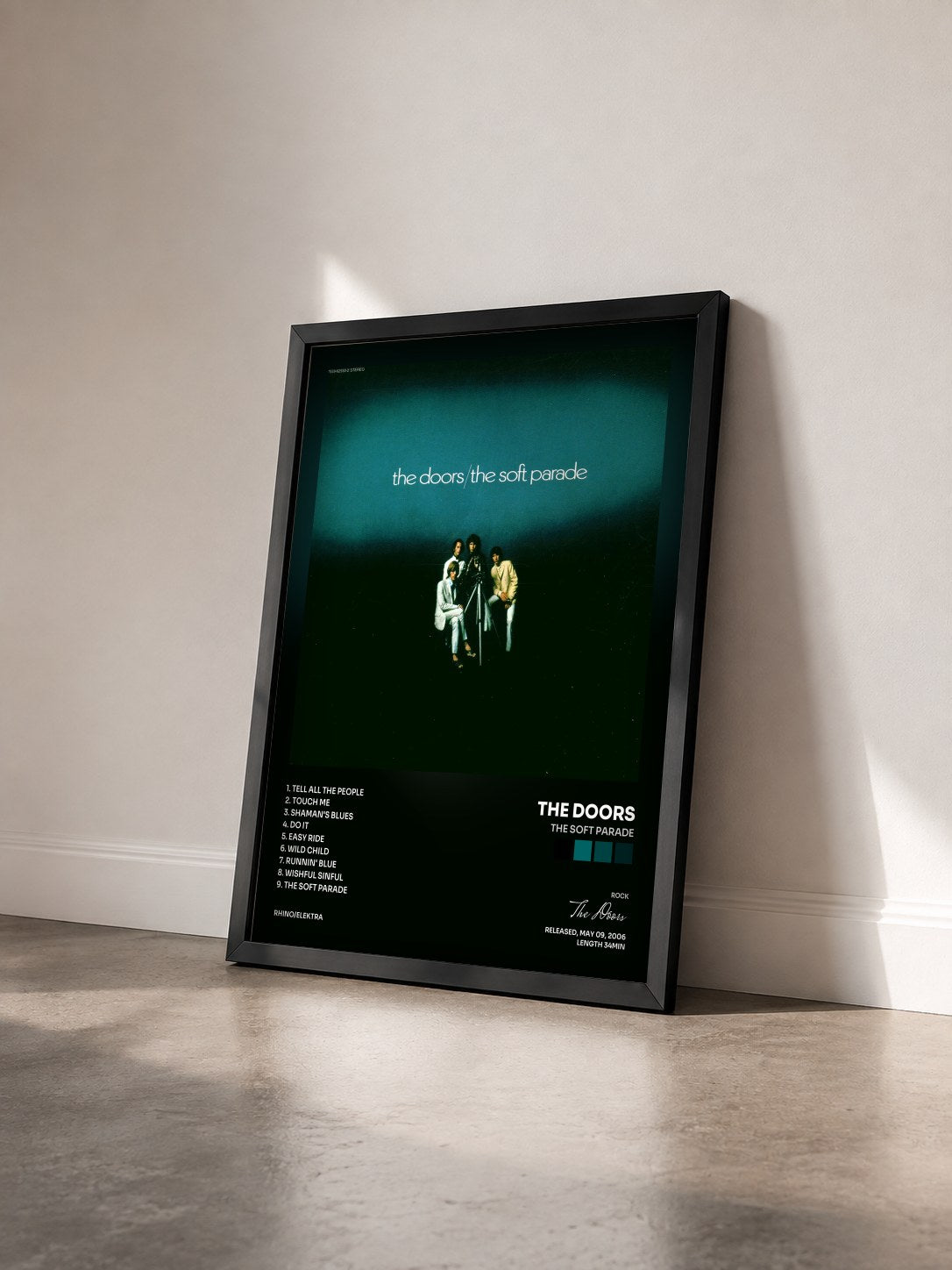 #noir Tableau de l'album The Soft Parade de The Doors vu de trois quarts, cadre noir