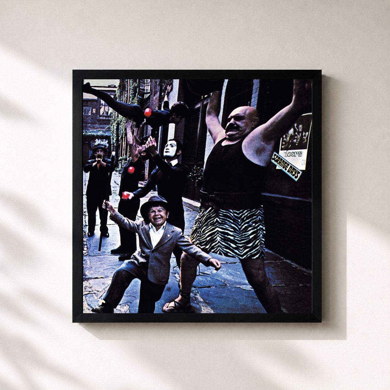 #noir Tableau carré de l'album Strange Days de The Doors, cadre noir 32x32 cm