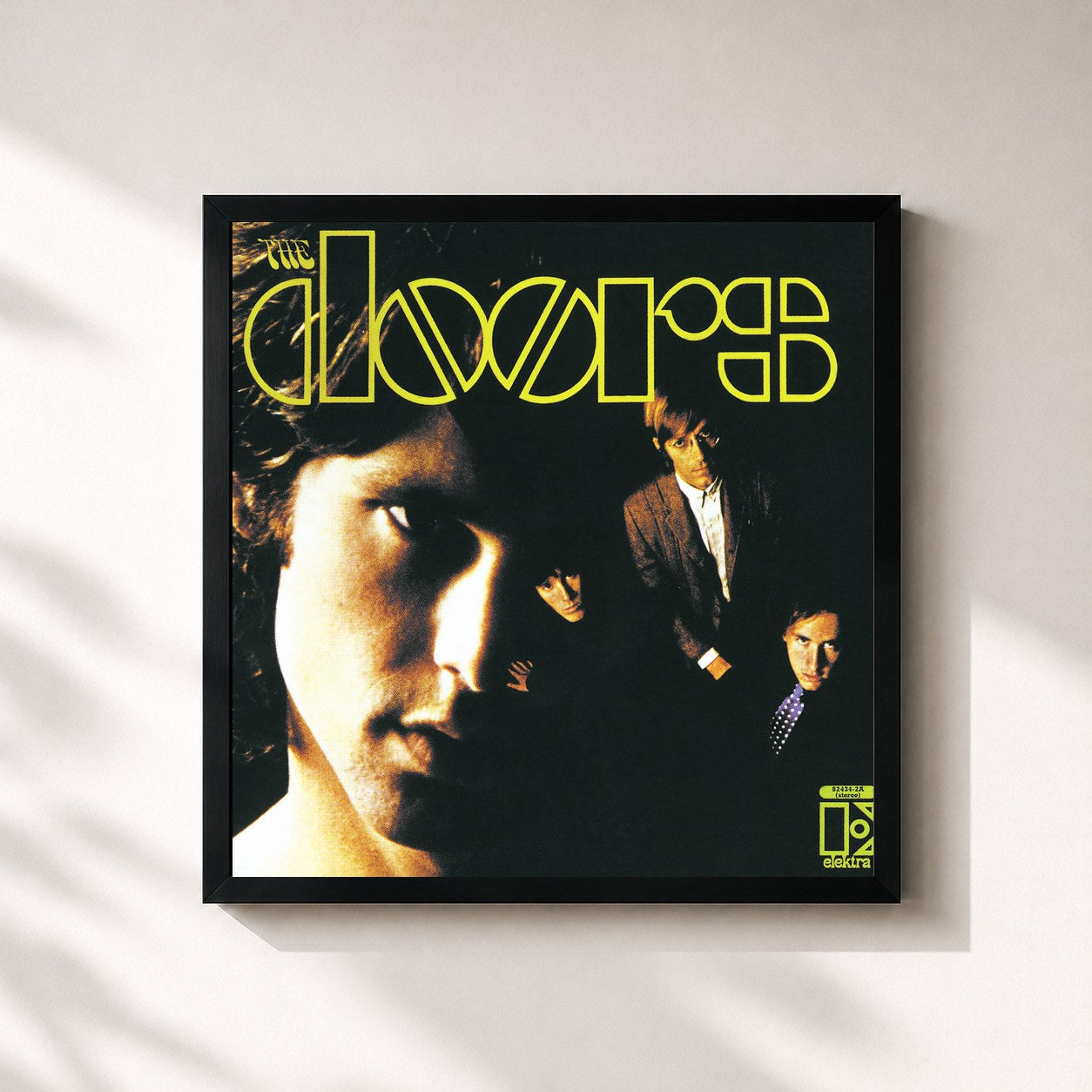 #noir Tableau carré de l'album The Doors de The Doors, cadre noir 32x32 cm