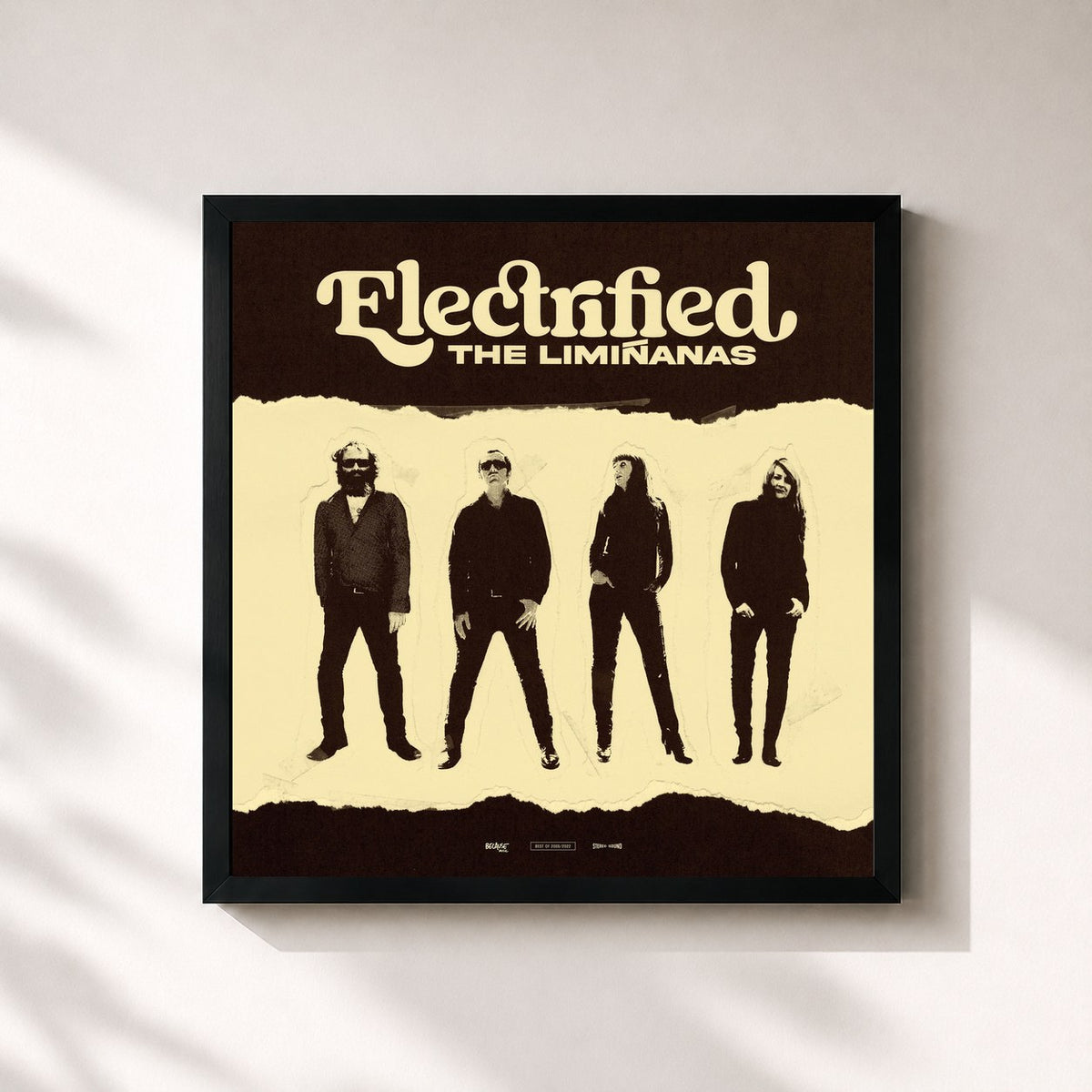 #noir Electrified (Best-of 2009 - 2022) von The Limiñanas als quadratischer Kunstdruck, schwarzer Rahmen 32x32 cm