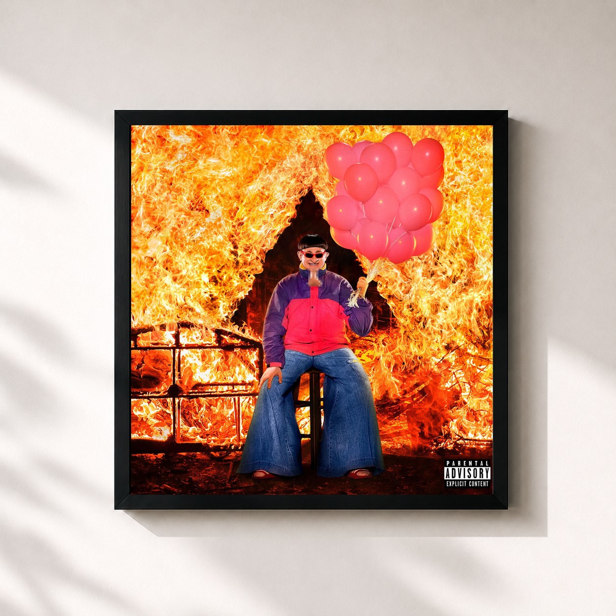 #noir Tableau carré de l'album Ugly is Beautiful: Shorter, Thicker & Uglier (Deluxe) de Oliver Tree, cadre noir 32x32 cm