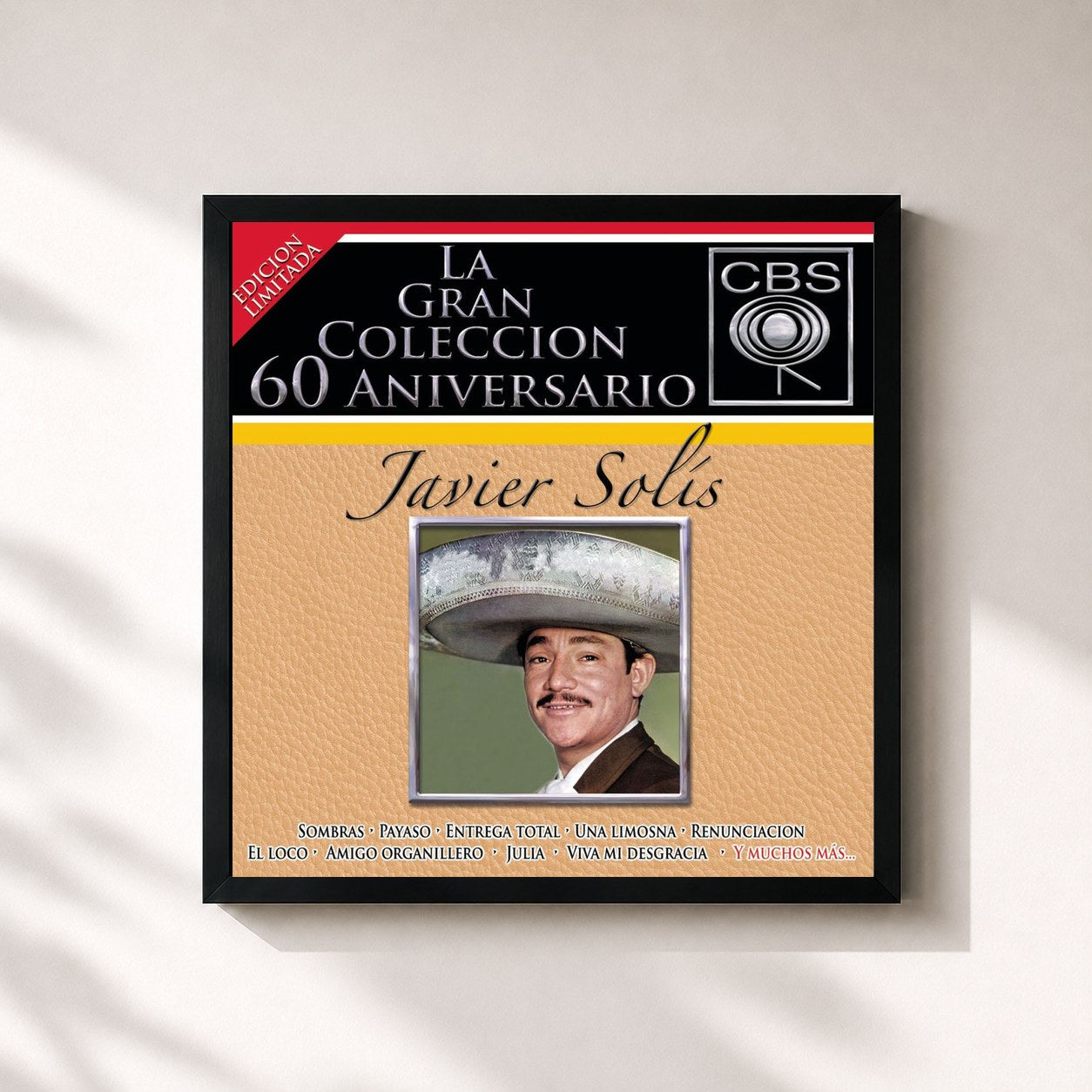 #noir Tableau carré de l'album La Gran Coleccion Del 60 Aniversario CBS - Javier Solis de Javier Solis, cadre noir 32x32 cm