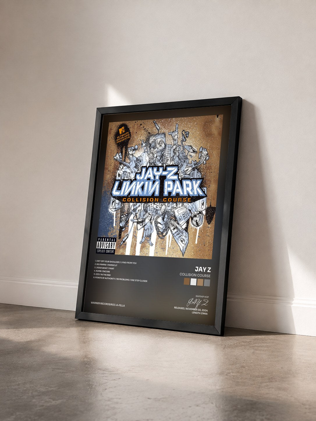 #noir Tableau de l'album Collision Course de JAY Z vu de trois quarts, cadre noir