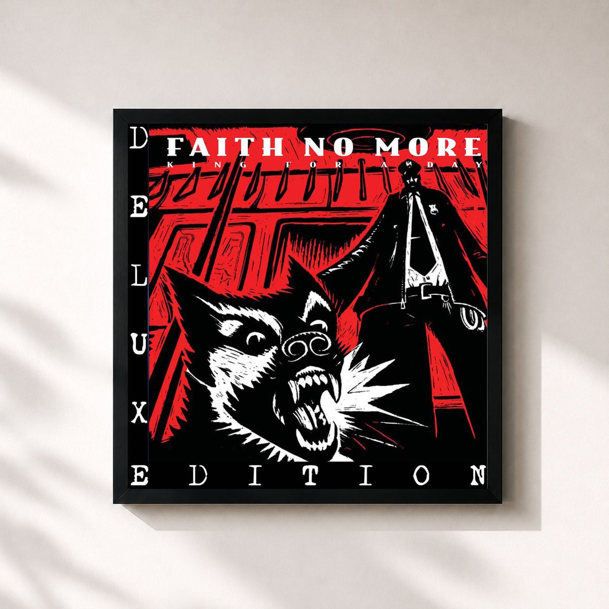 #noir Tableau carré de l'album King for a Day, Fool for a Lifetime (2016 Remaster; Deluxe Edition) de Faith No More, cadre noir 32x32 cm