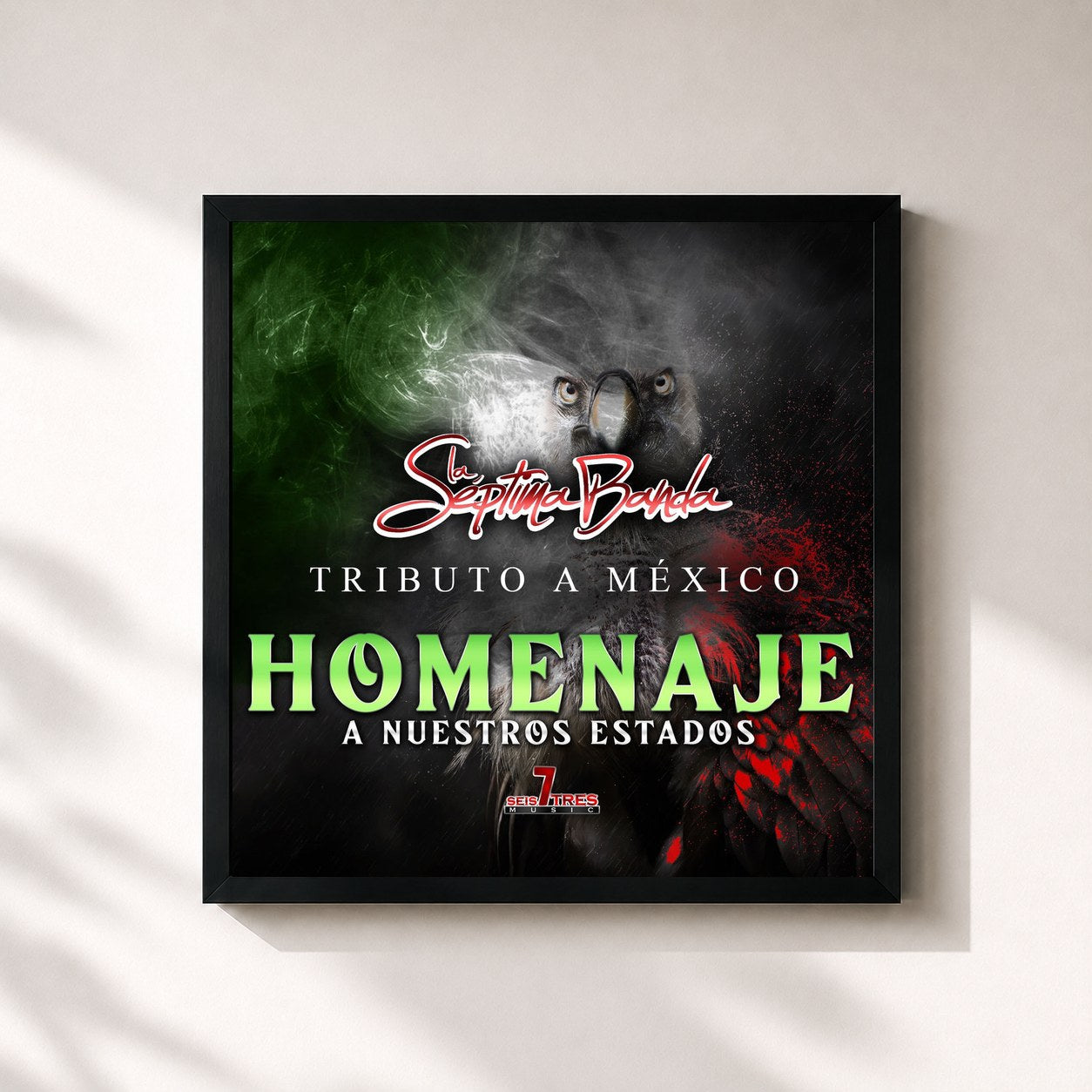 #noir Tableau carré de l'album Tributo a México Homenaje a Nuestros Estados de La Septima Banda, cadre noir 32x32 cm