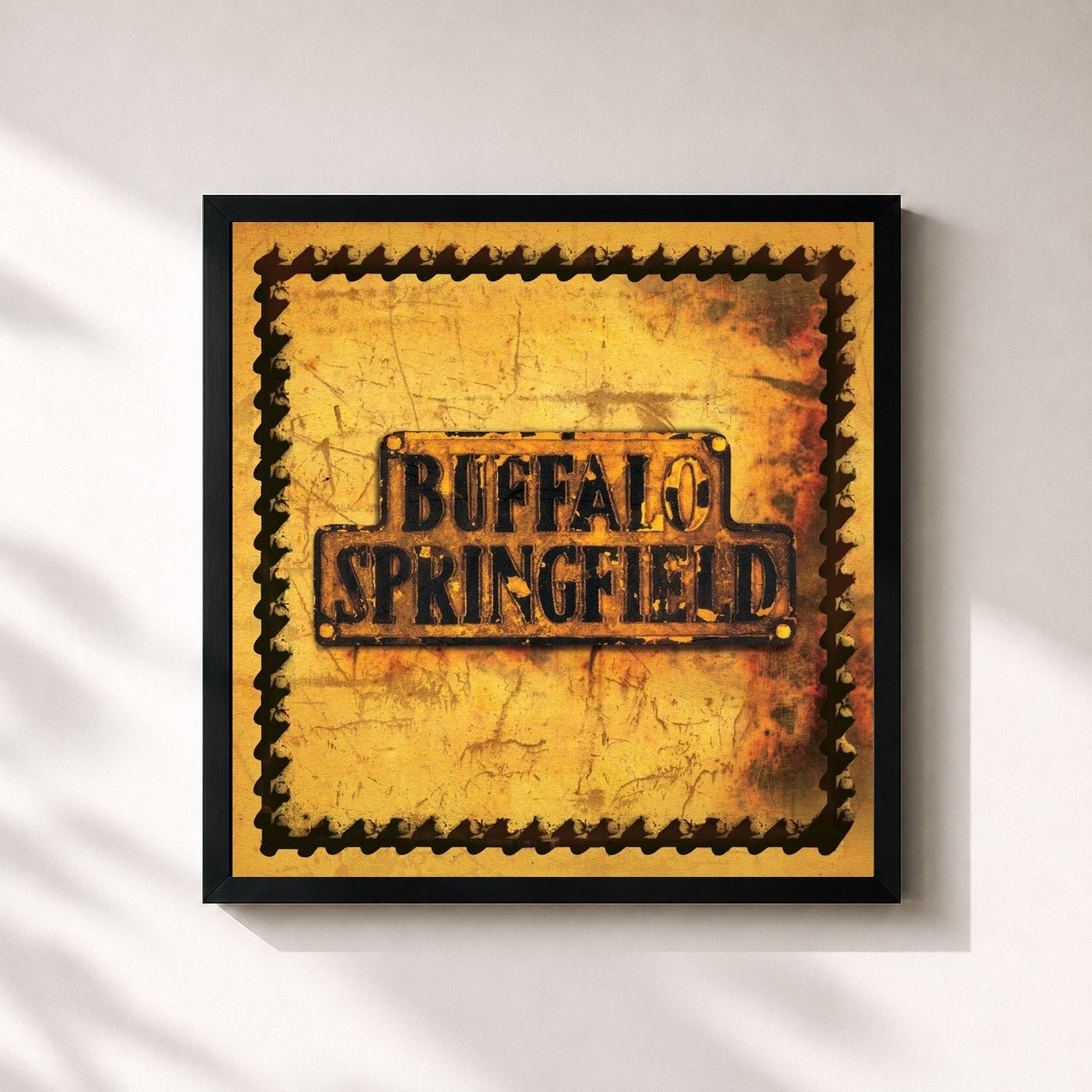 #noir Tableau carré de l'album Buffalo Springfield de Buffalo Springfield, cadre noir 32x32 cm