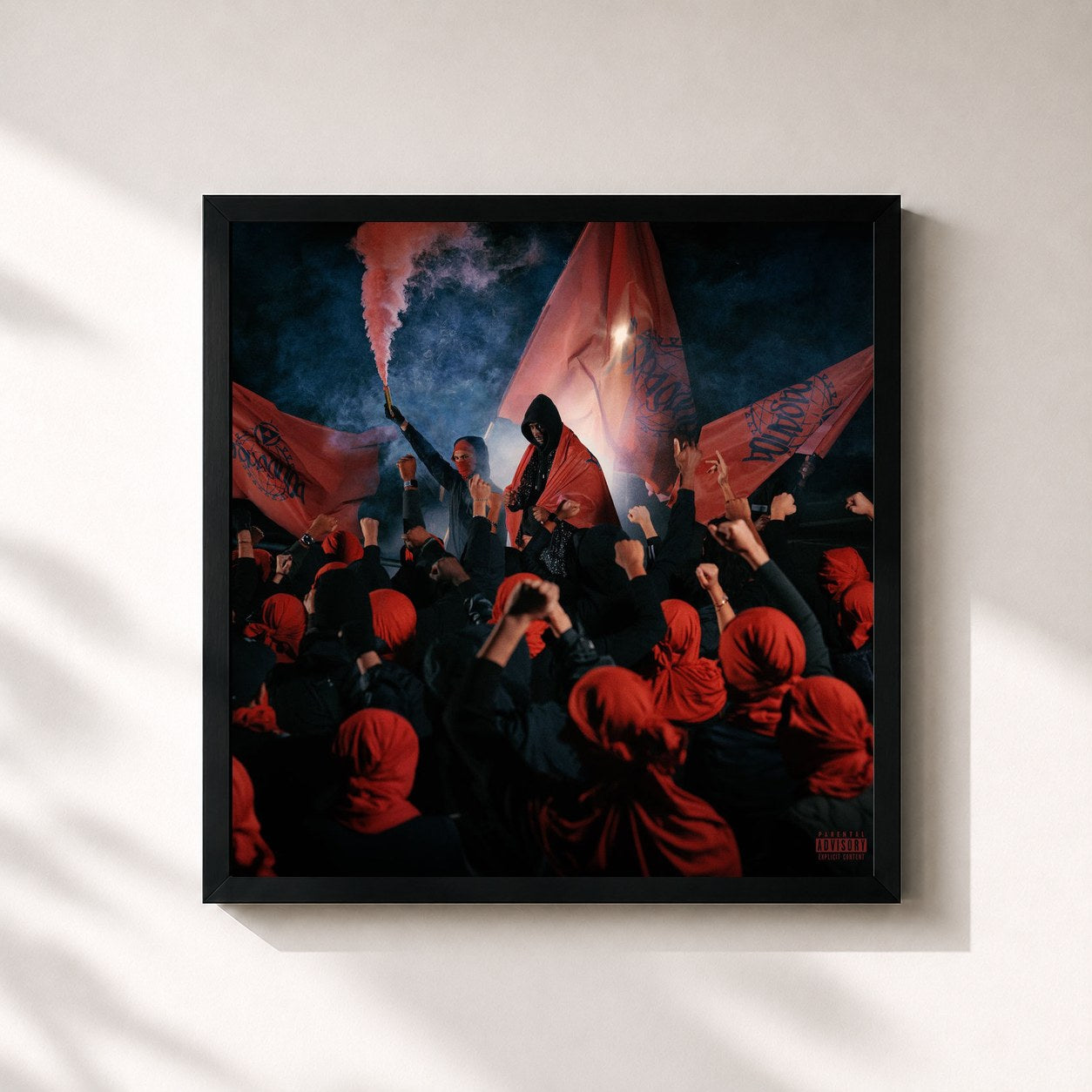 #noir Tableau carré de l'album Propaganda de Norsacce Berlusconi, cadre noir 32x32 cm