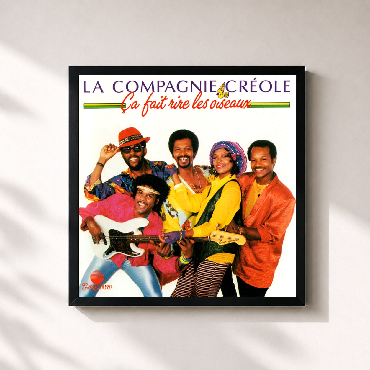 #noir Tableau carré de l'album Ça fait rire les oiseaux de La Compagnie Créole, cadre noir 32x32 cm