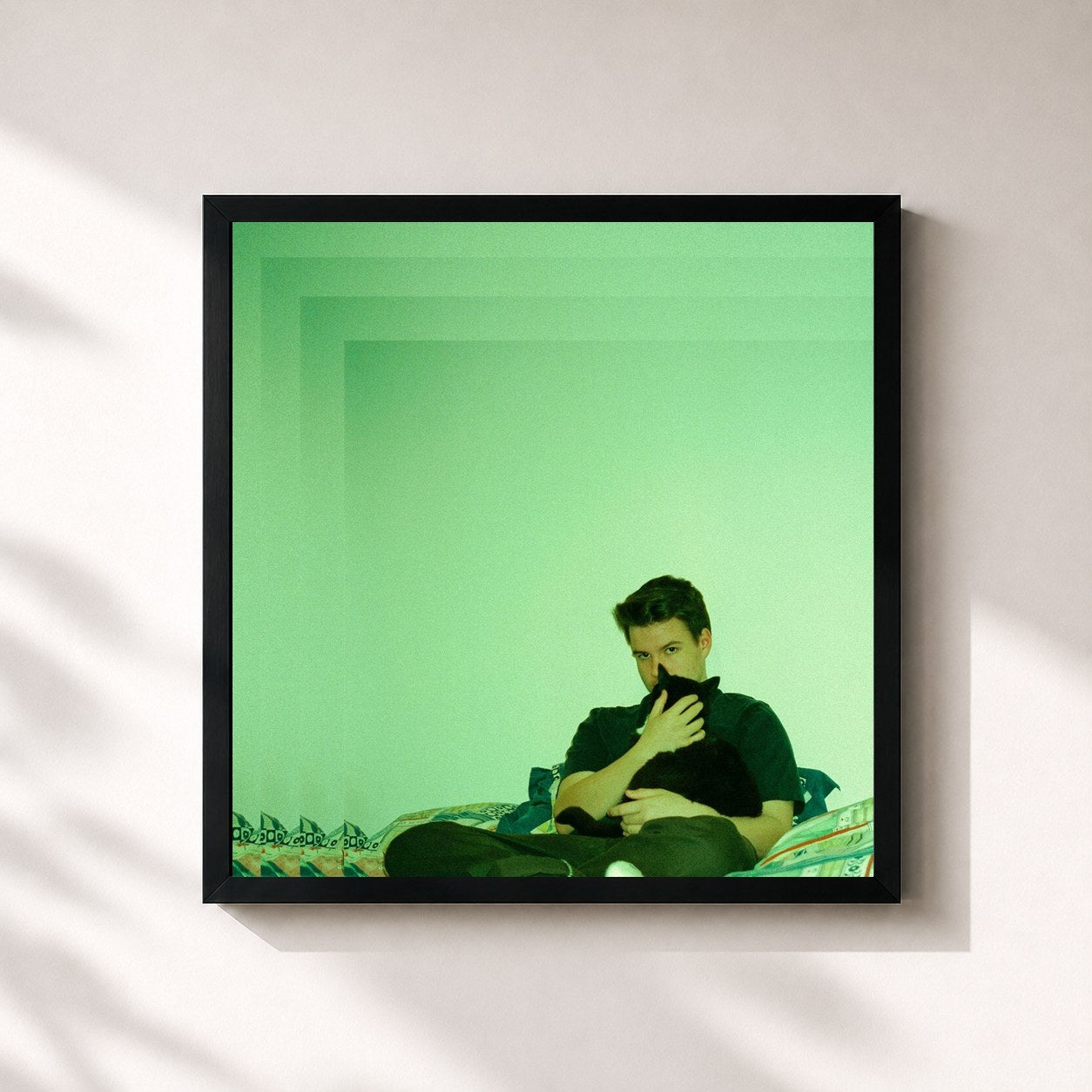 #noir Tableau carré de l'album Bcos U Will Never B Free de Rex Orange County, cadre noir 32x32 cm