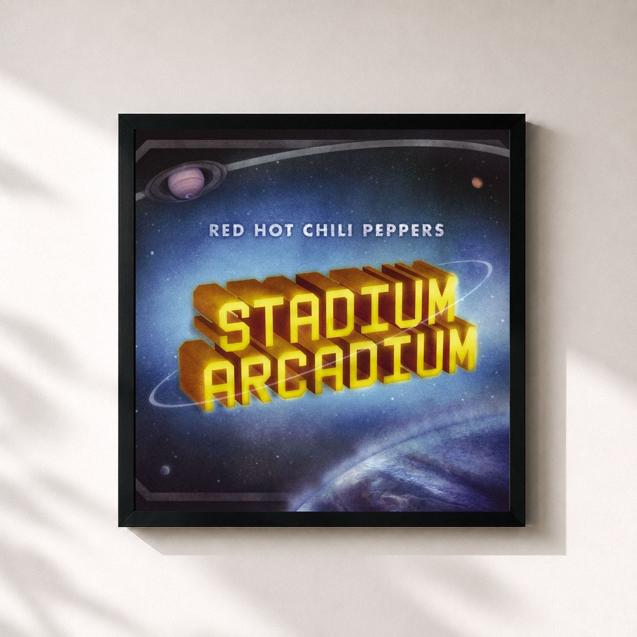 #noir Tableau carré de l'album Stadium Arcadium de Red Hot Chili Peppers, cadre noir 32x32 cm