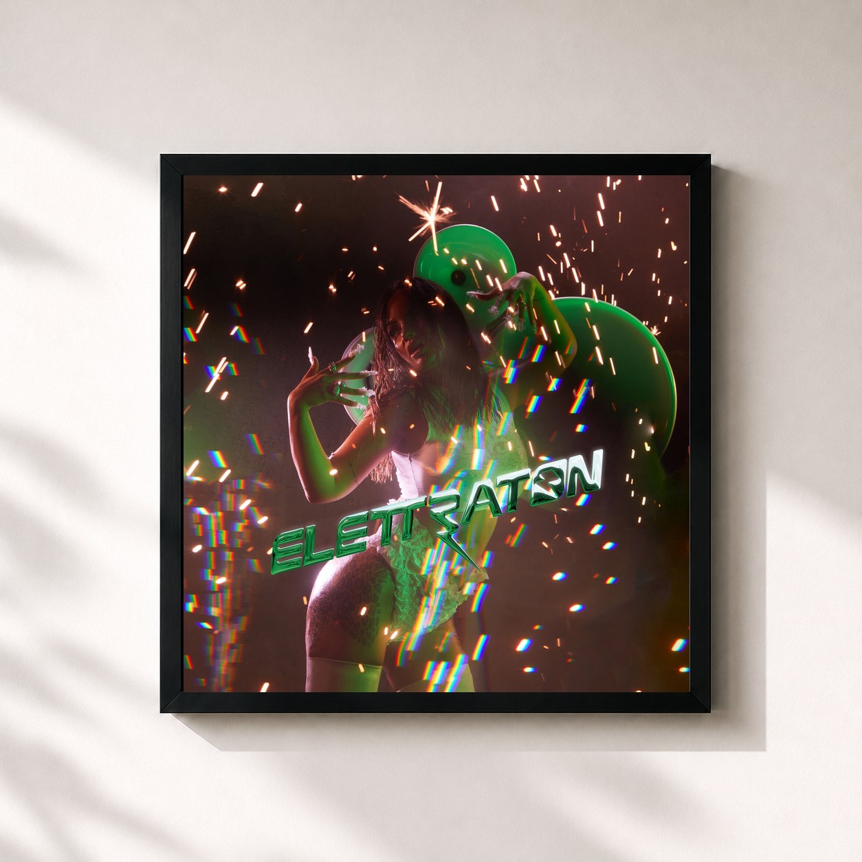 #noir Tableau carré de l'album Elettraton de Elettra Lamborghini, cadre noir 32x32 cm