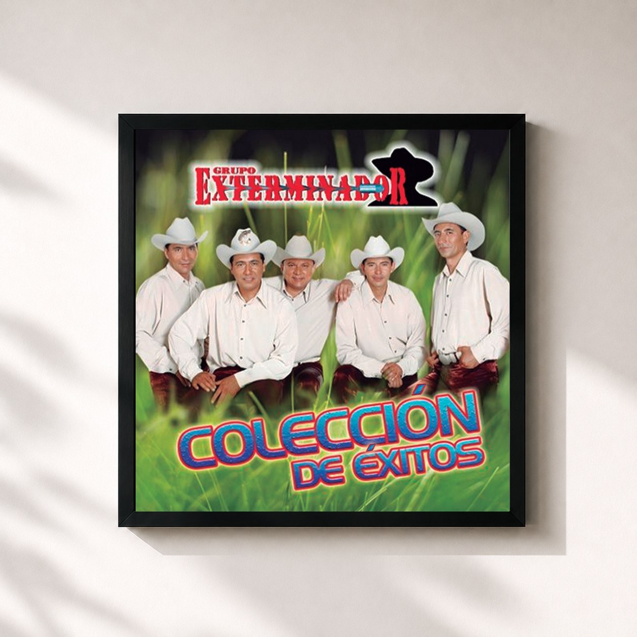 #noir Tableau carré de l'album Colección De Éxitos de Grupo Exterminador, cadre noir 32x32 cm