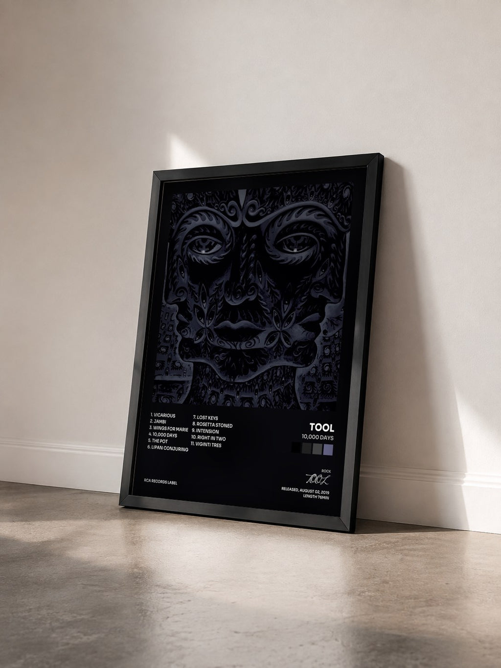 #noir Tableau de l'album 10,000 Days de TOOL vu de trois quarts, cadre noir
