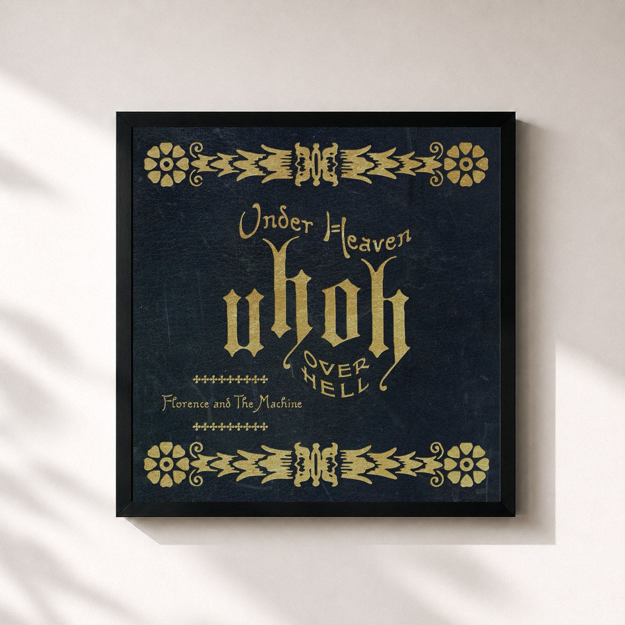 #noir Tableau carré de l'album Under Heaven Over Hell de Florence + The Machine, cadre noir 32x32 cm