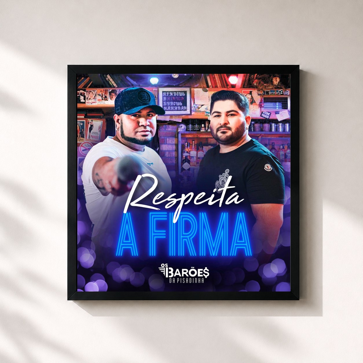 #noir Tableau carré de l'album Respeita a Firma de Os Barões Da Pisadinha, cadre noir 32x32 cm