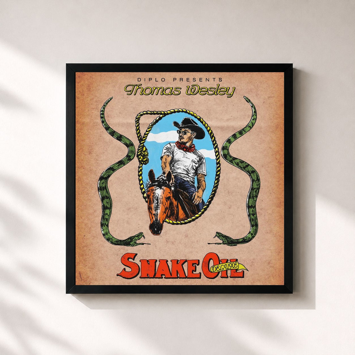 #noir Tableau carré de l'album Diplo Presents Thomas Wesley: Chapter 1 - Snake Oil (Deluxe) de Diplo, cadre noir 32x32 cm