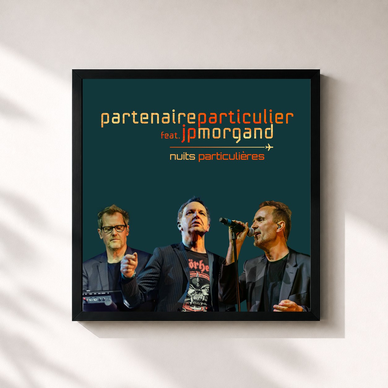 #noir Tableau carré de l'album Nuits particulières de Partenaire Particulier, cadre noir 32x32 cm