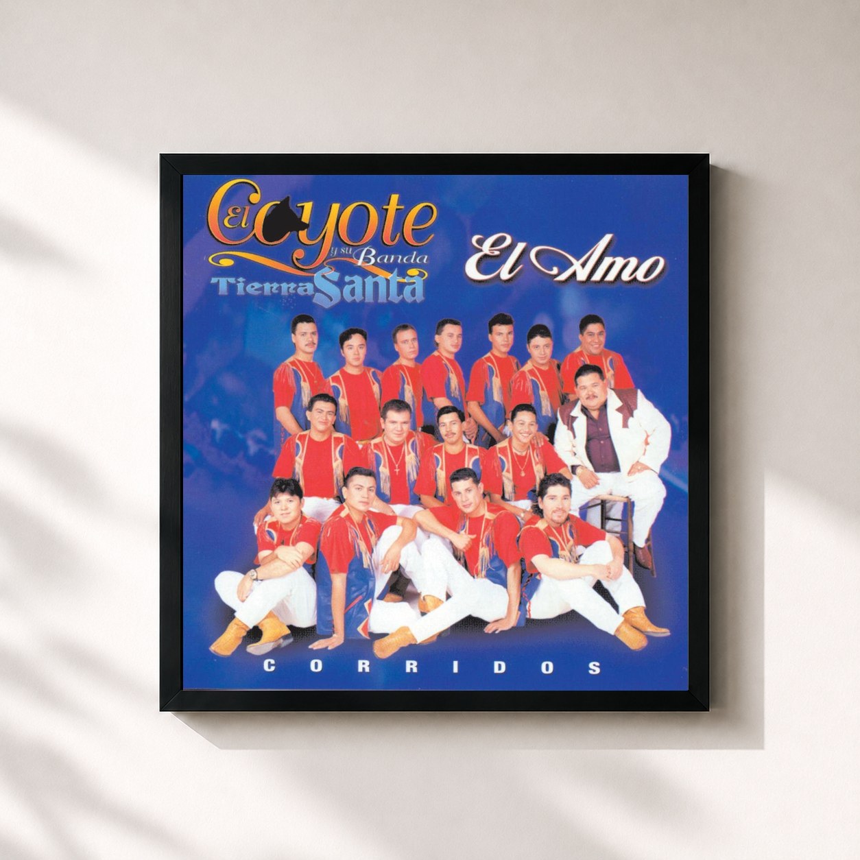 #noir Tableau carré de l'album El Amo de El Coyote Y Su Banda Tierra Santa, cadre noir 32x32 cm