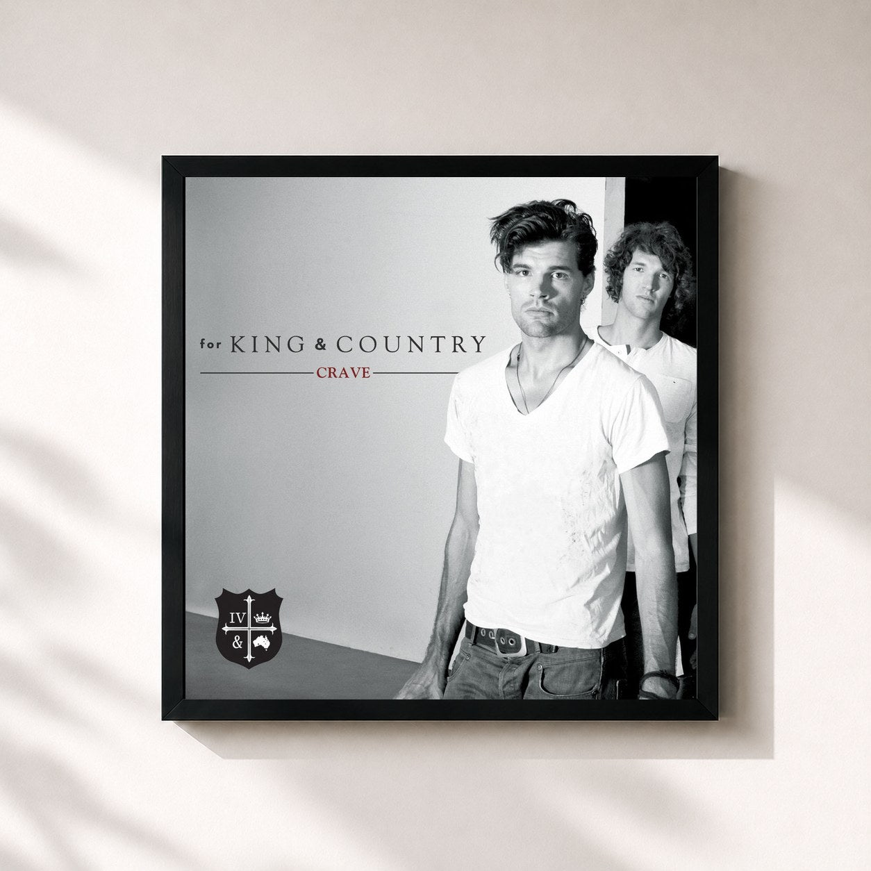 #noir Tableau carré de l'album Crave de for King & Country, cadre noir 32x32 cm