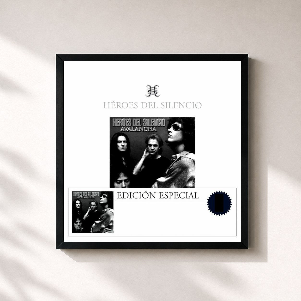 #noir Tableau carré de l'album Avalancha- Edición Especial de Héroes del Silencio, cadre noir 32x32 cm