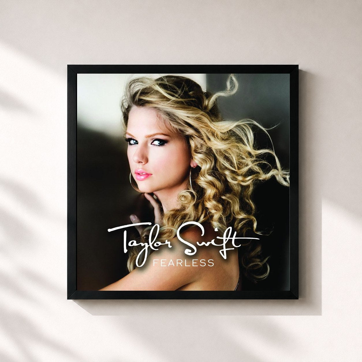 #noir Fearless (International Version) by Taylor Swift as a square framed art print, black 32x32 cm frame