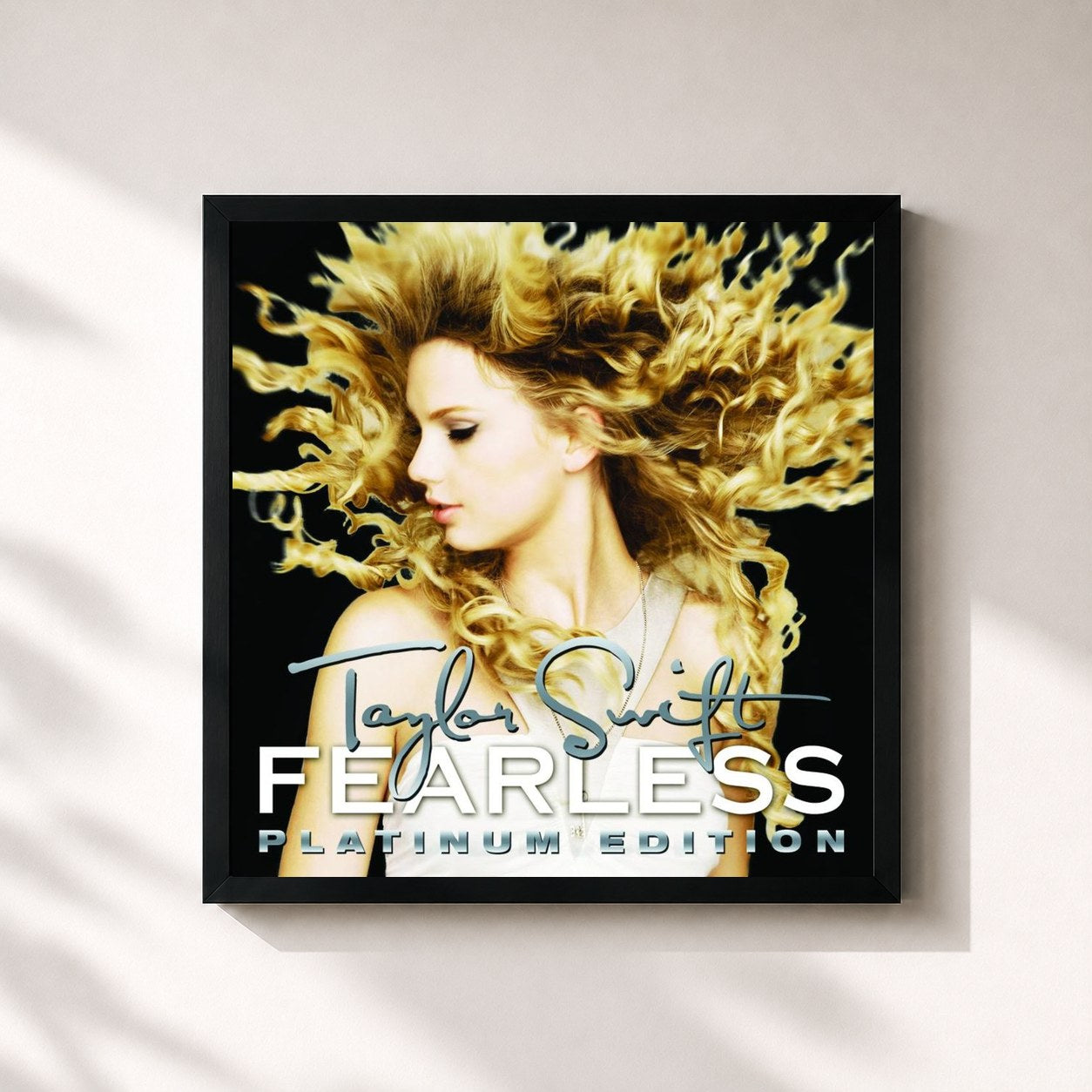 #noir Tableau carré de l'album Fearless (Platinum Edition) de Taylor Swift, cadre noir 32x32 cm