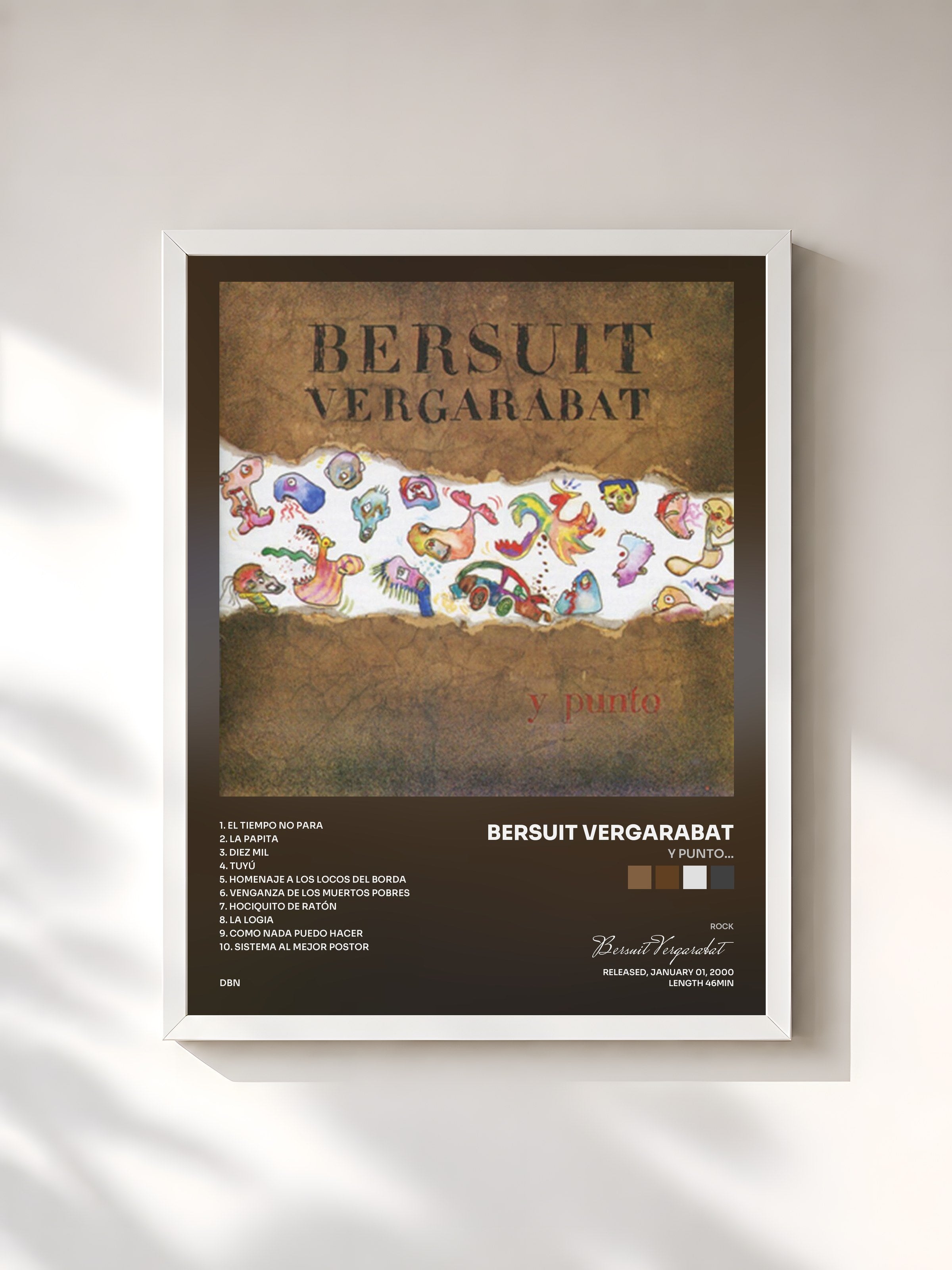 #blanc Tableau de l'album Y Punto... de Bersuit Vergarabat, cadre blanc, imprimé et encadré en France