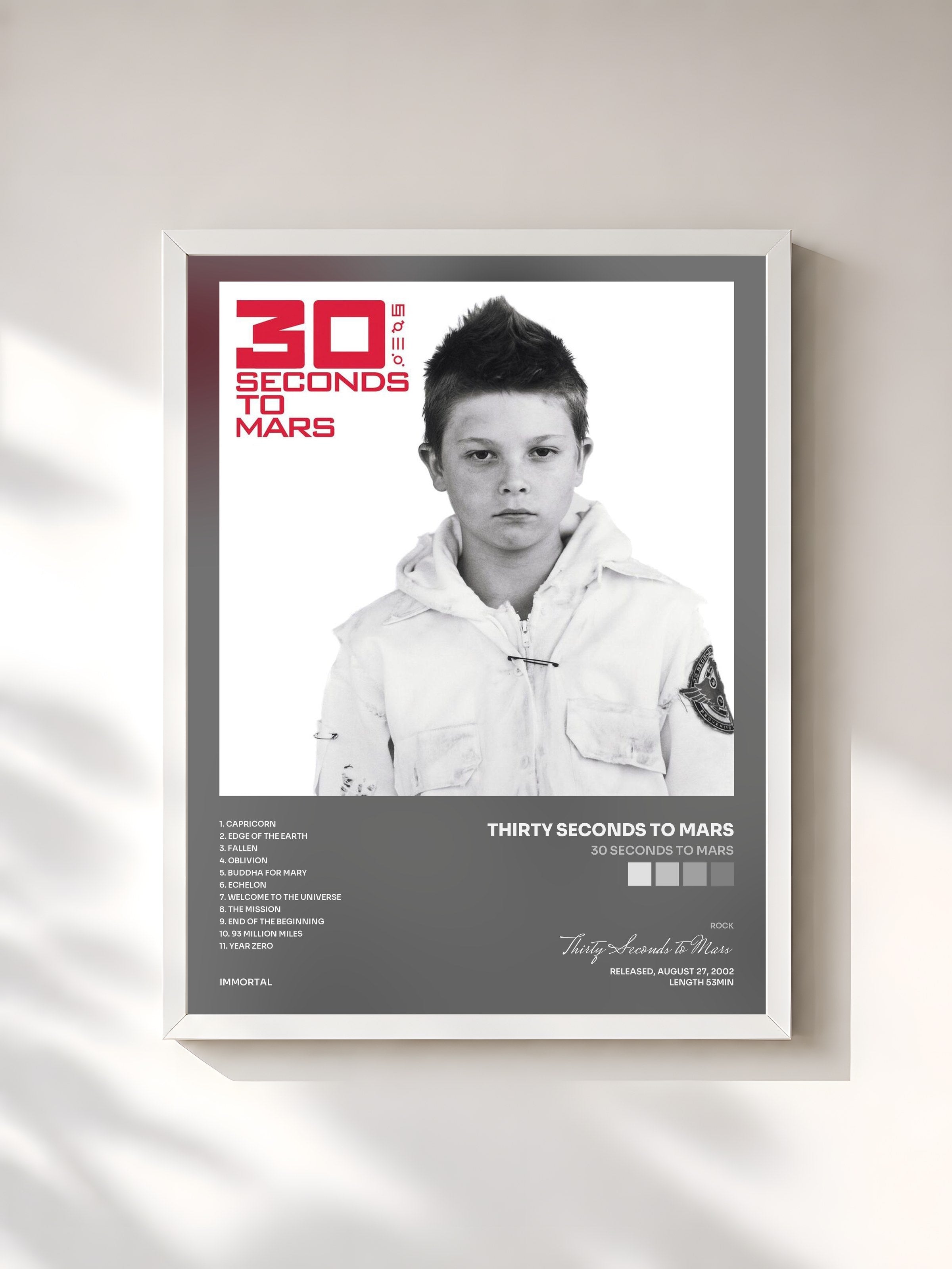 #blanc 30 Seconds To Mars by Thirty Seconds to Mars as a framed art print, white frame, printed and framed in France