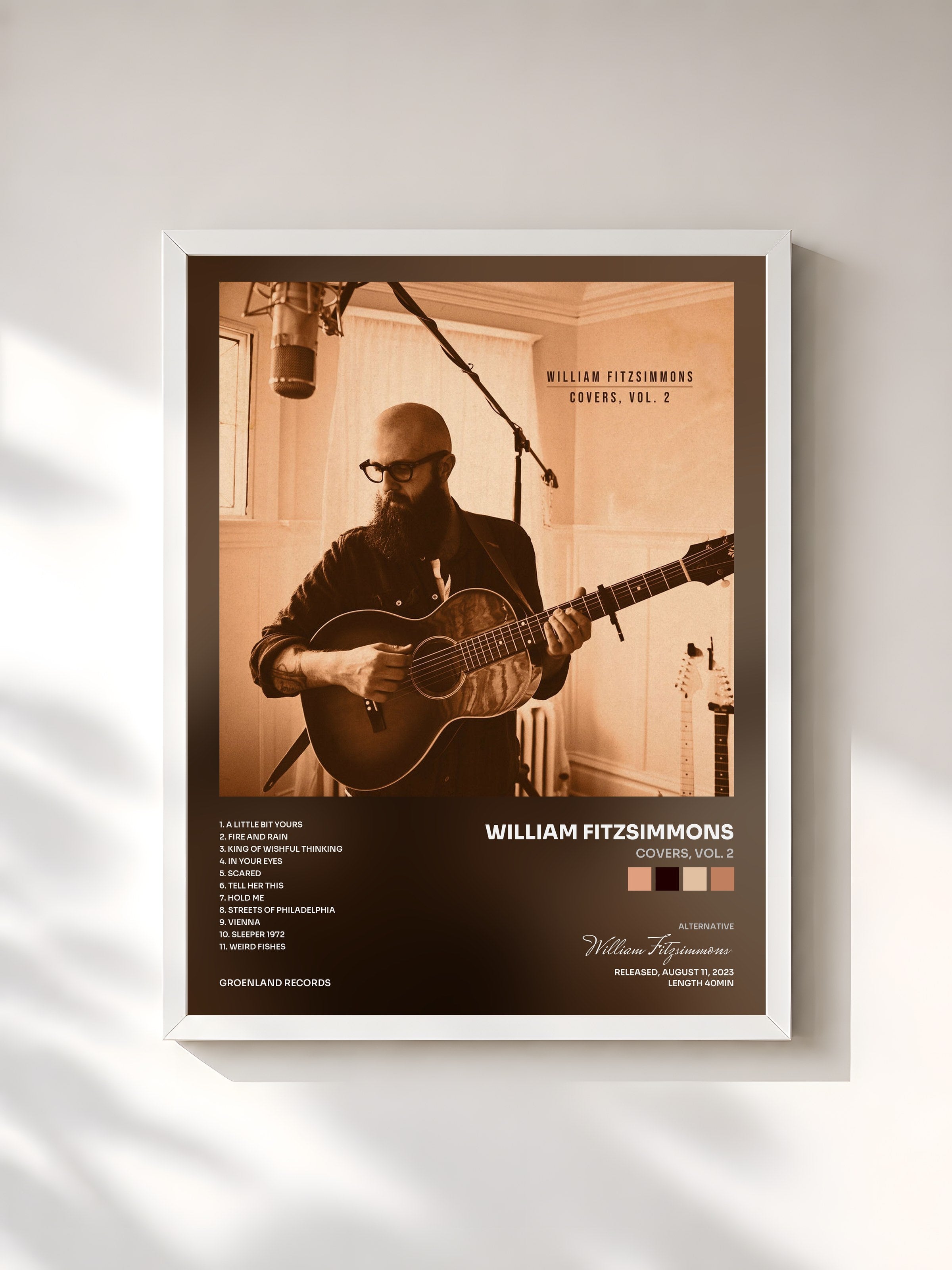 #blanc Tableau de l'album Covers, Vol. 2 de William Fitzsimmons, cadre blanc, imprimé et encadré en France