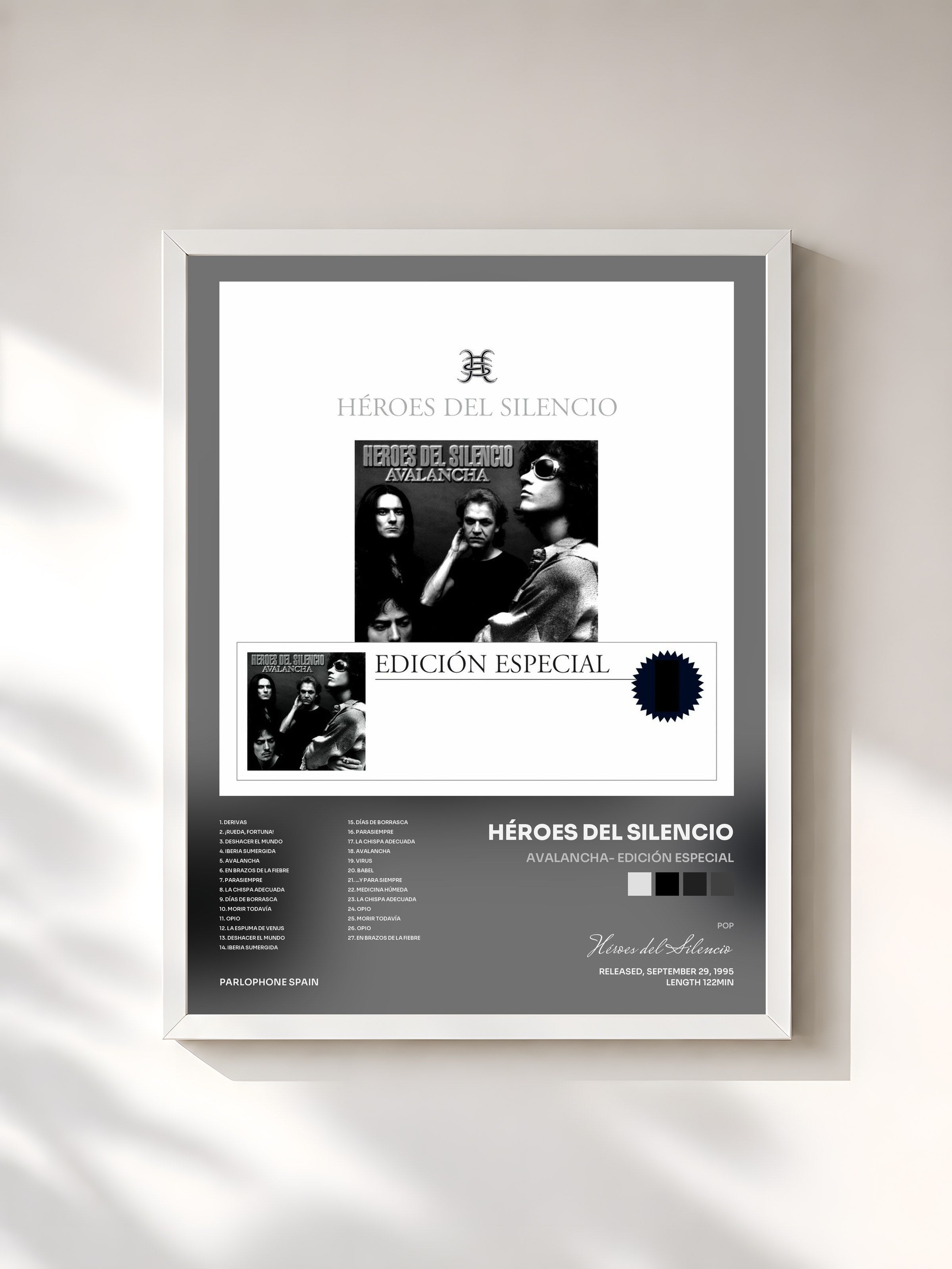 #blanc Tableau de l'album Avalancha- Edición Especial de Héroes del Silencio, cadre blanc, imprimé et encadré en France